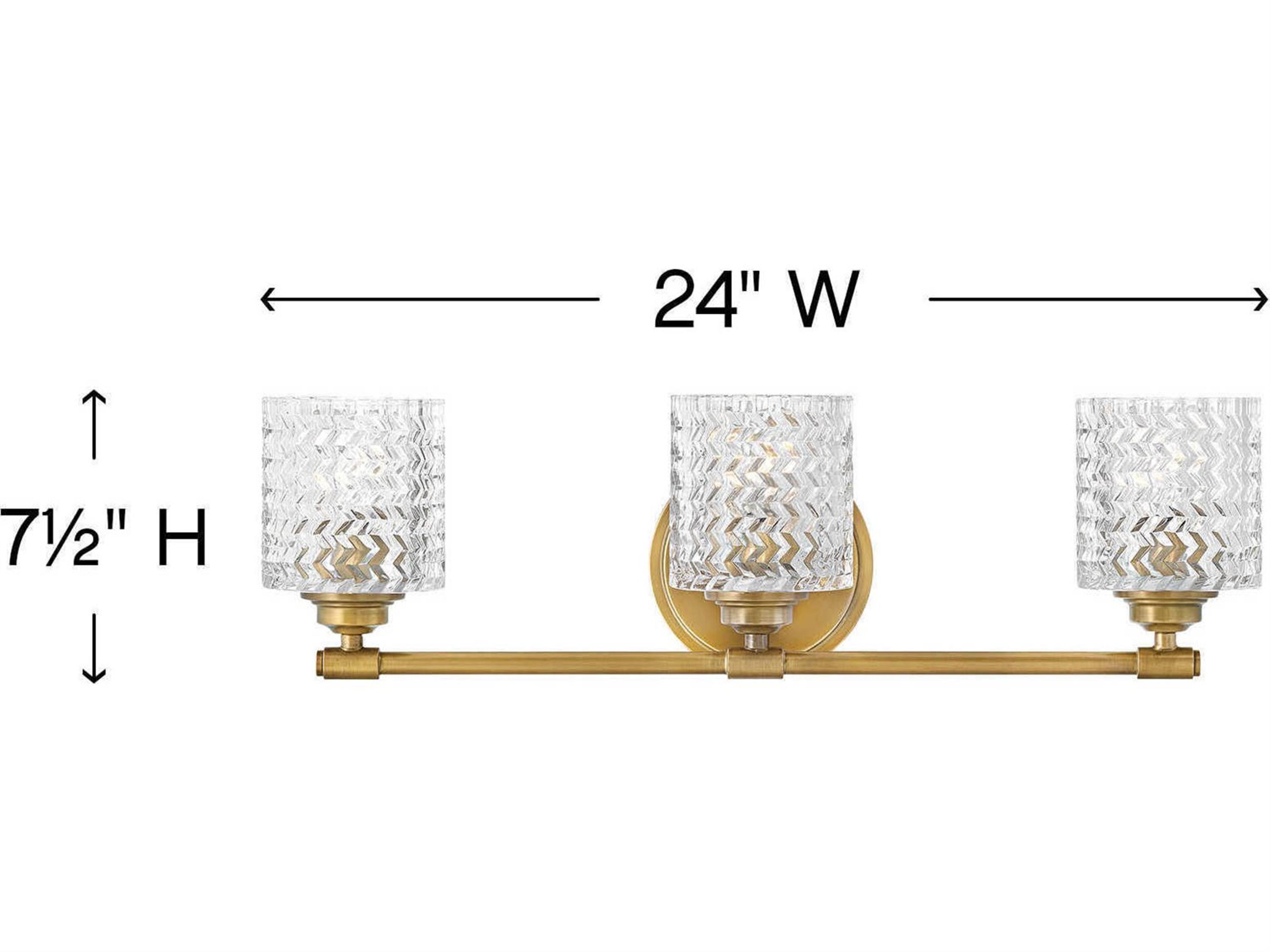 Hinkley Elle 3-Light Heritage Brass Glass Vanity Light