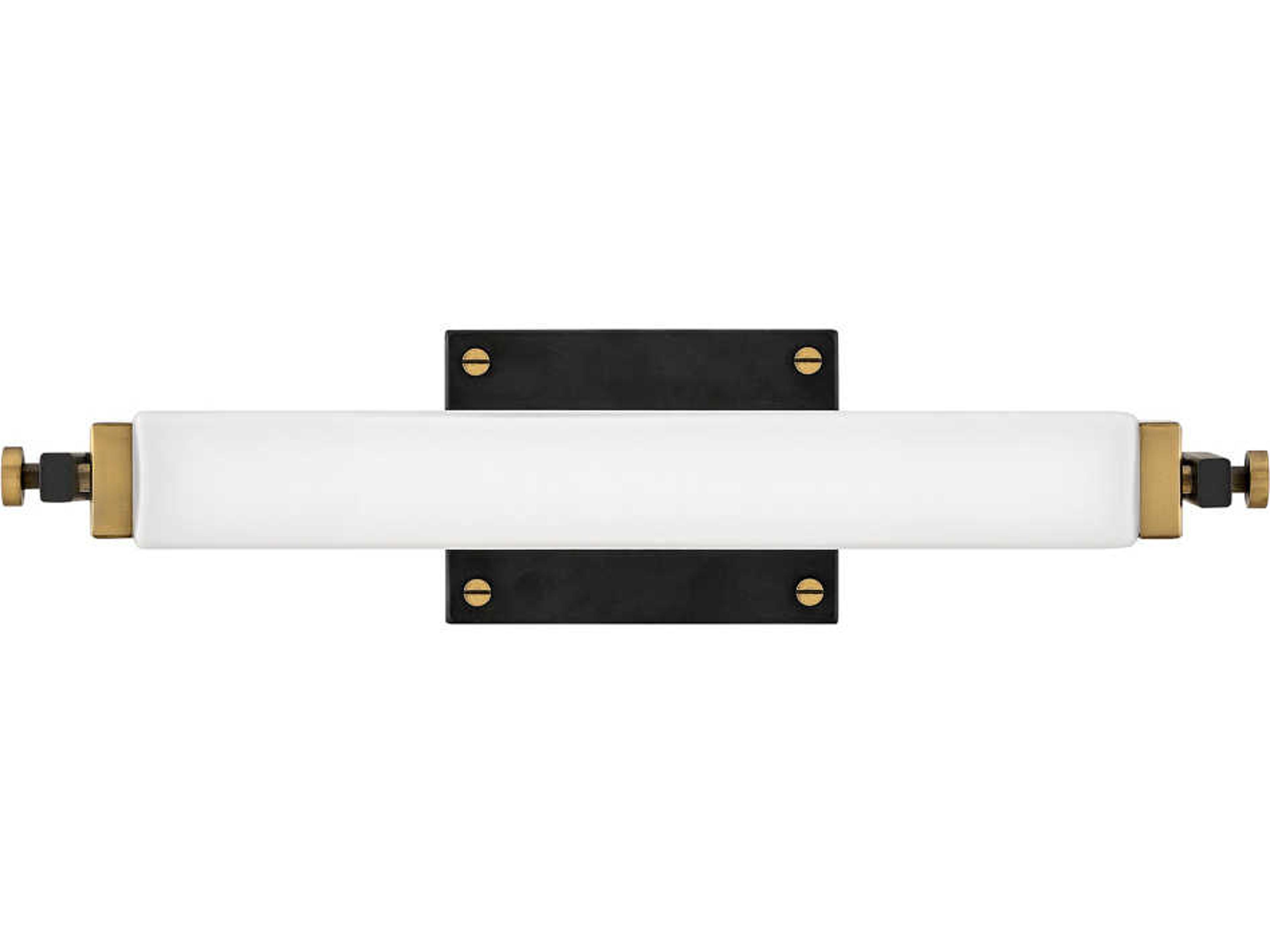 Rollins Black Heritage Brass Glass LED Vanity Light