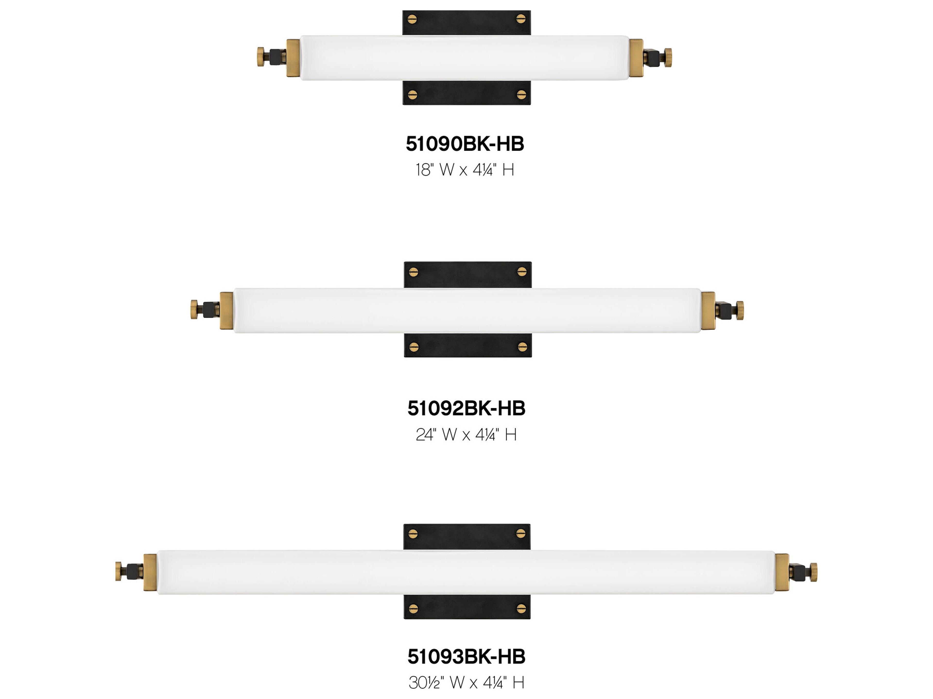 Hinkley Rollins Black Heritage Brass Glass LED Vanity Light