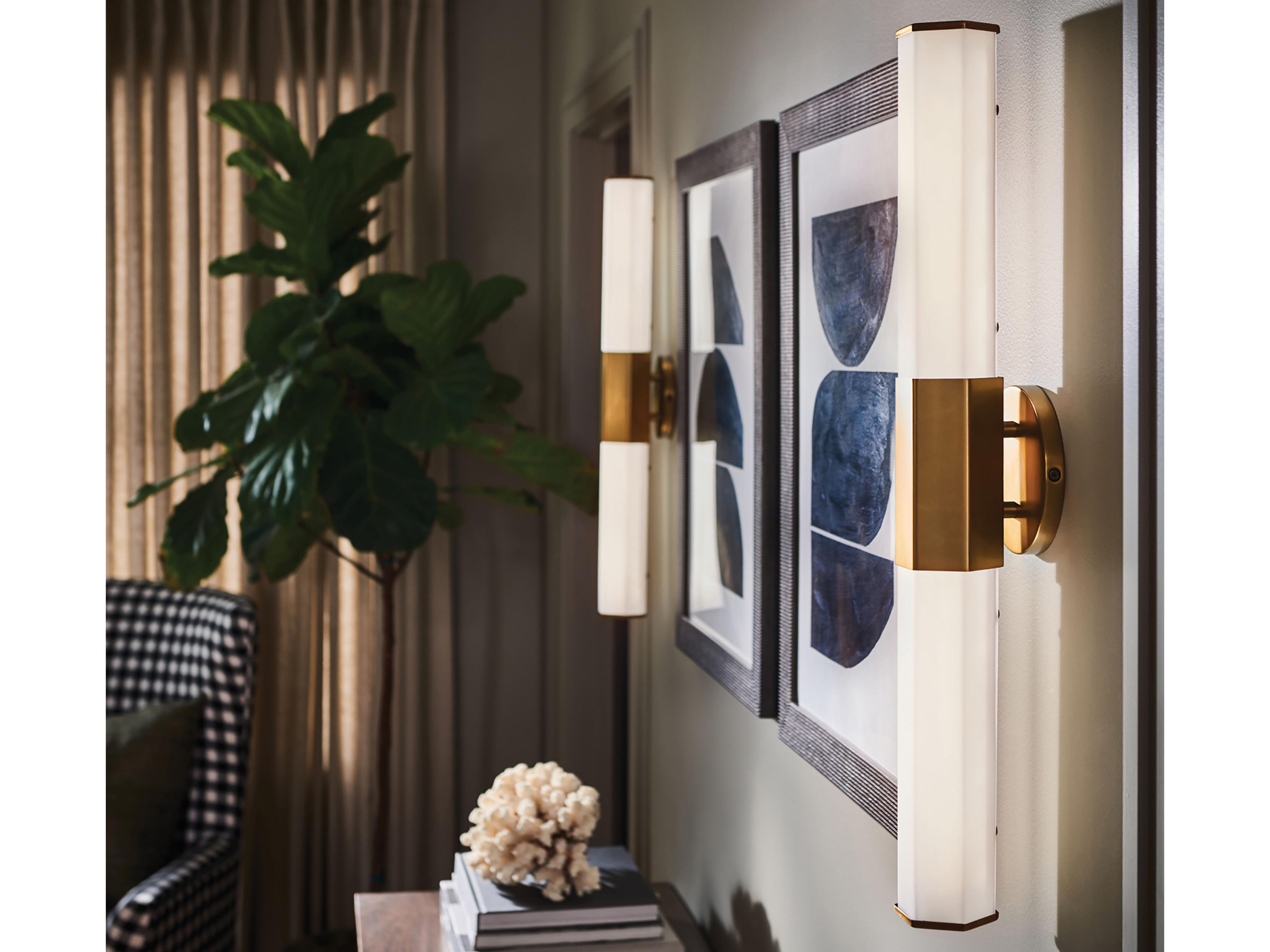 Hinkley Facet Heritage Brass White Glass LED Vanity Light