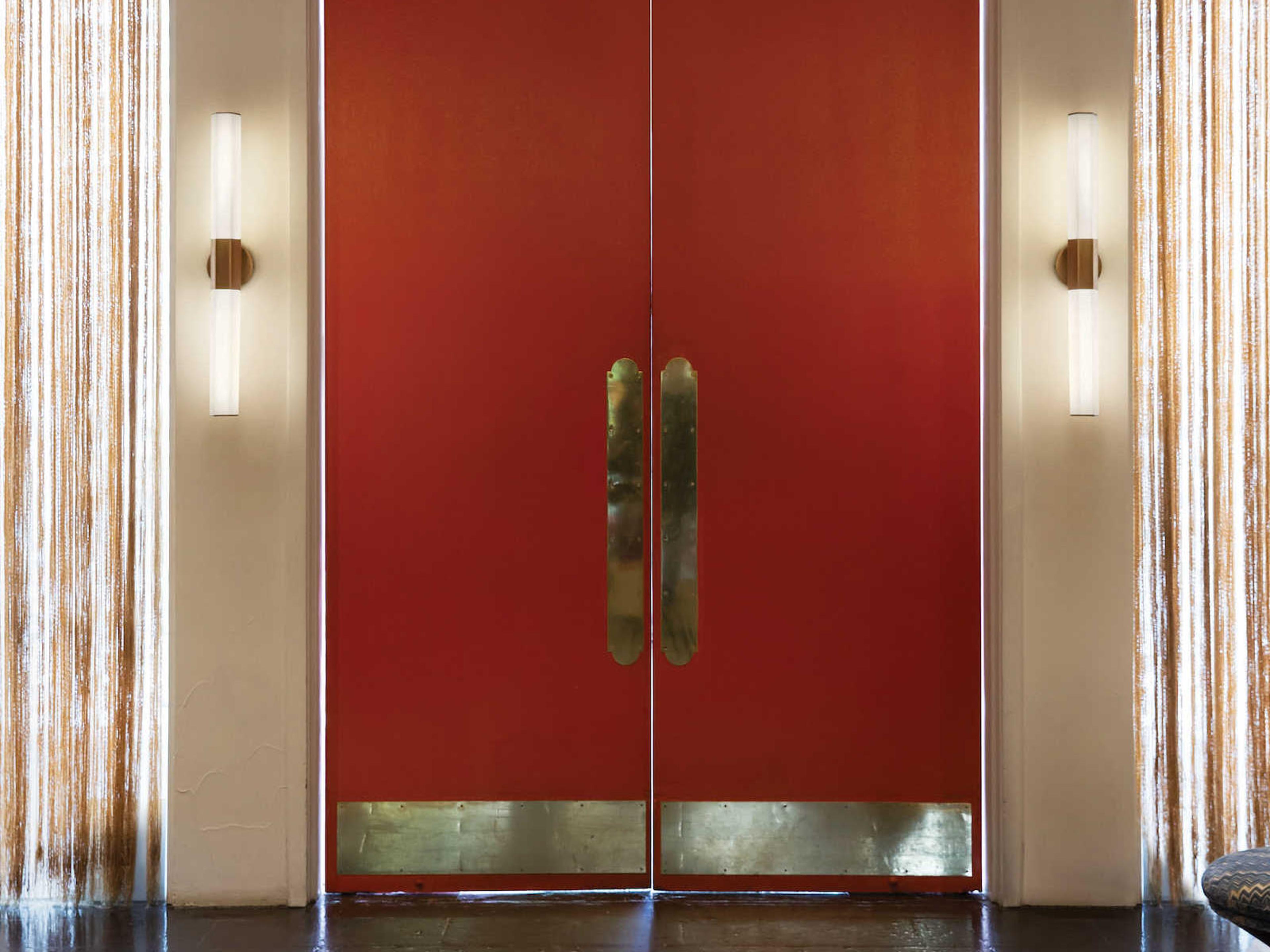 Hinkley Facet Heritage Brass White Glass LED Vanity Light