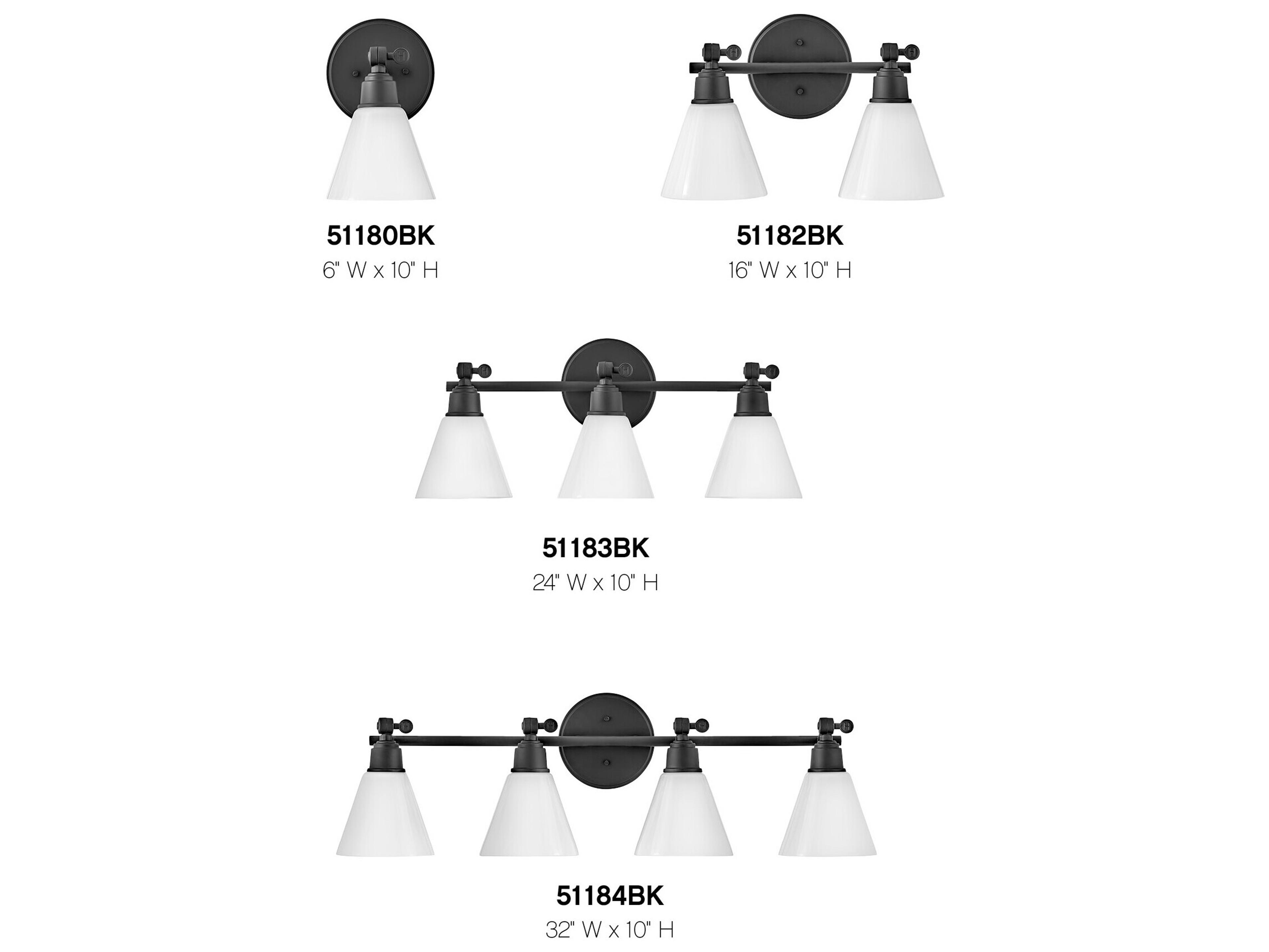 Hinkley Arti 4-Light Black Glass Vanity Light