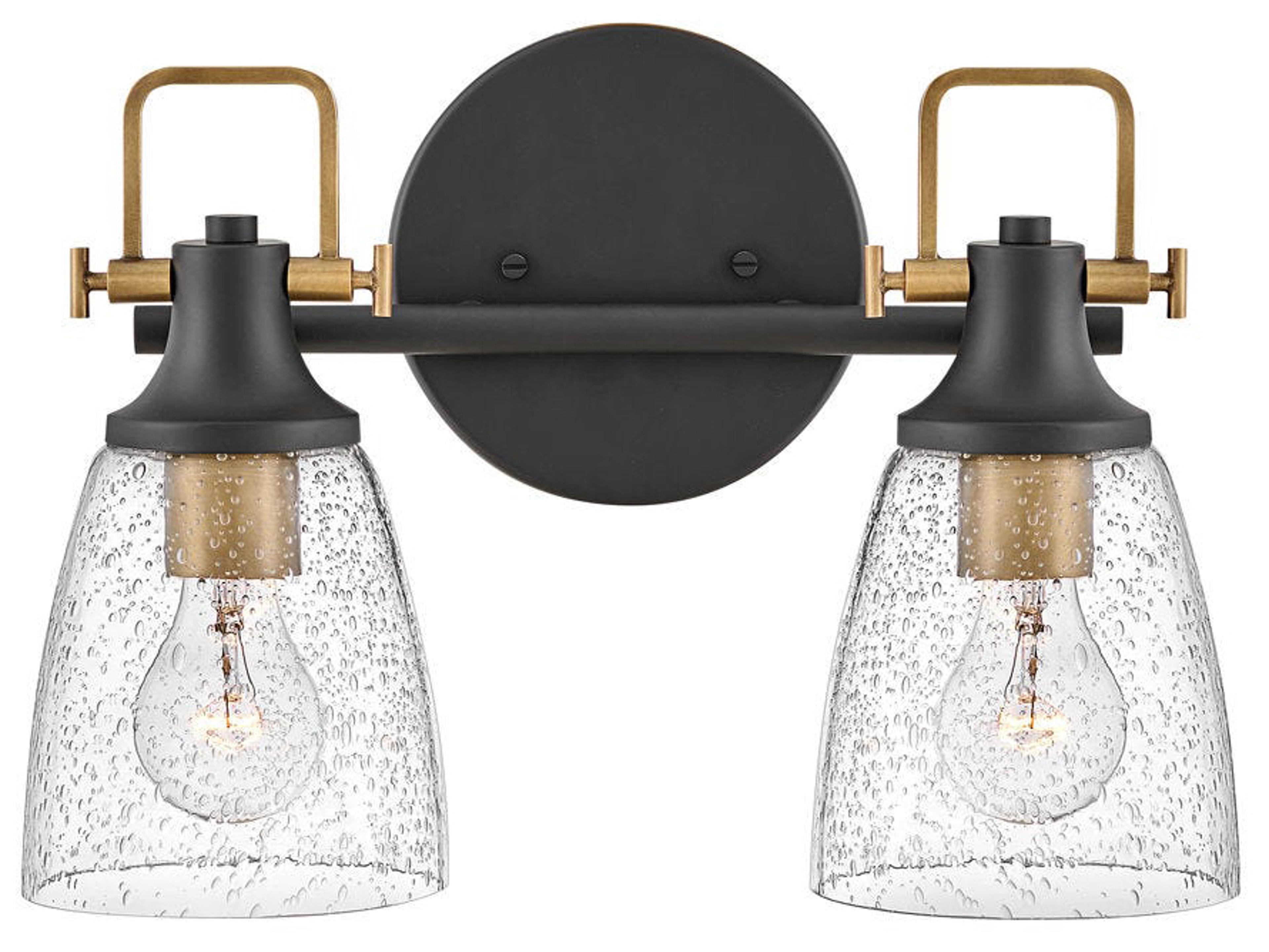 Easton 2-Light Black Heritage Brass Glass Vanity Light