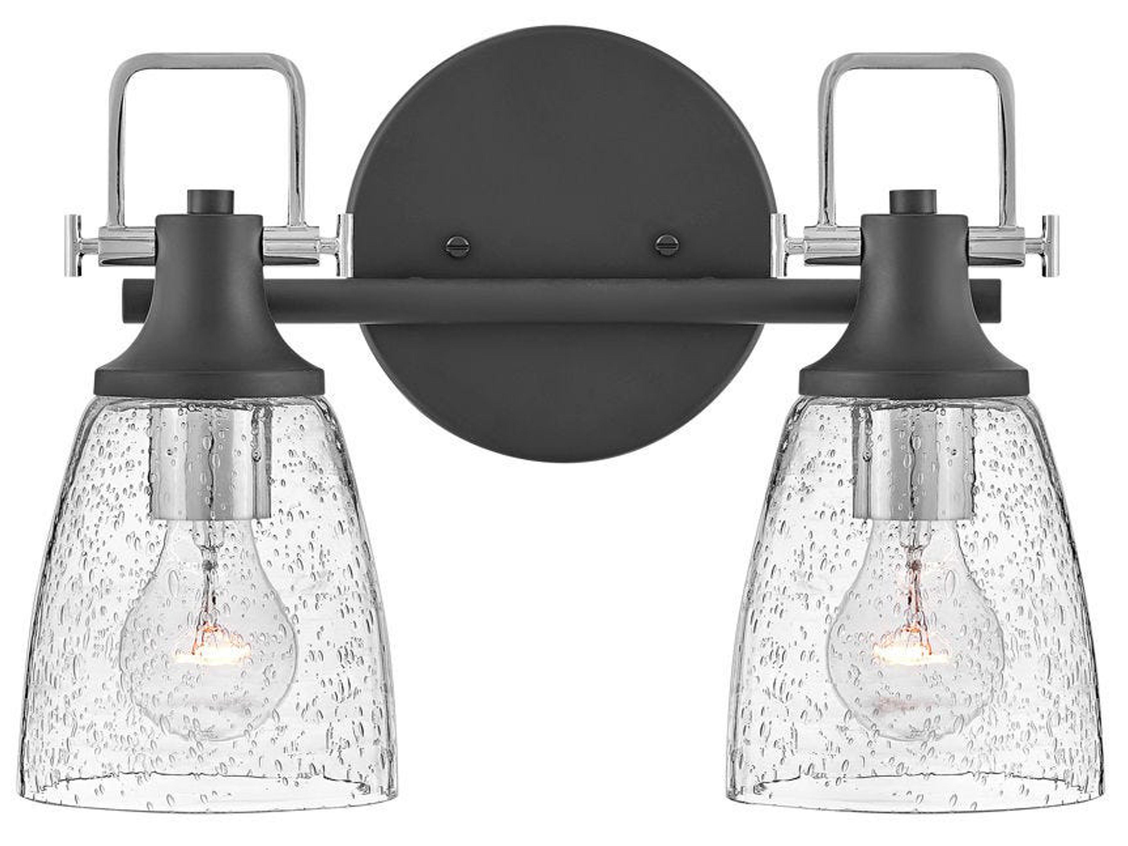 Easton 2-Light Black Chrome Glass Vanity Light