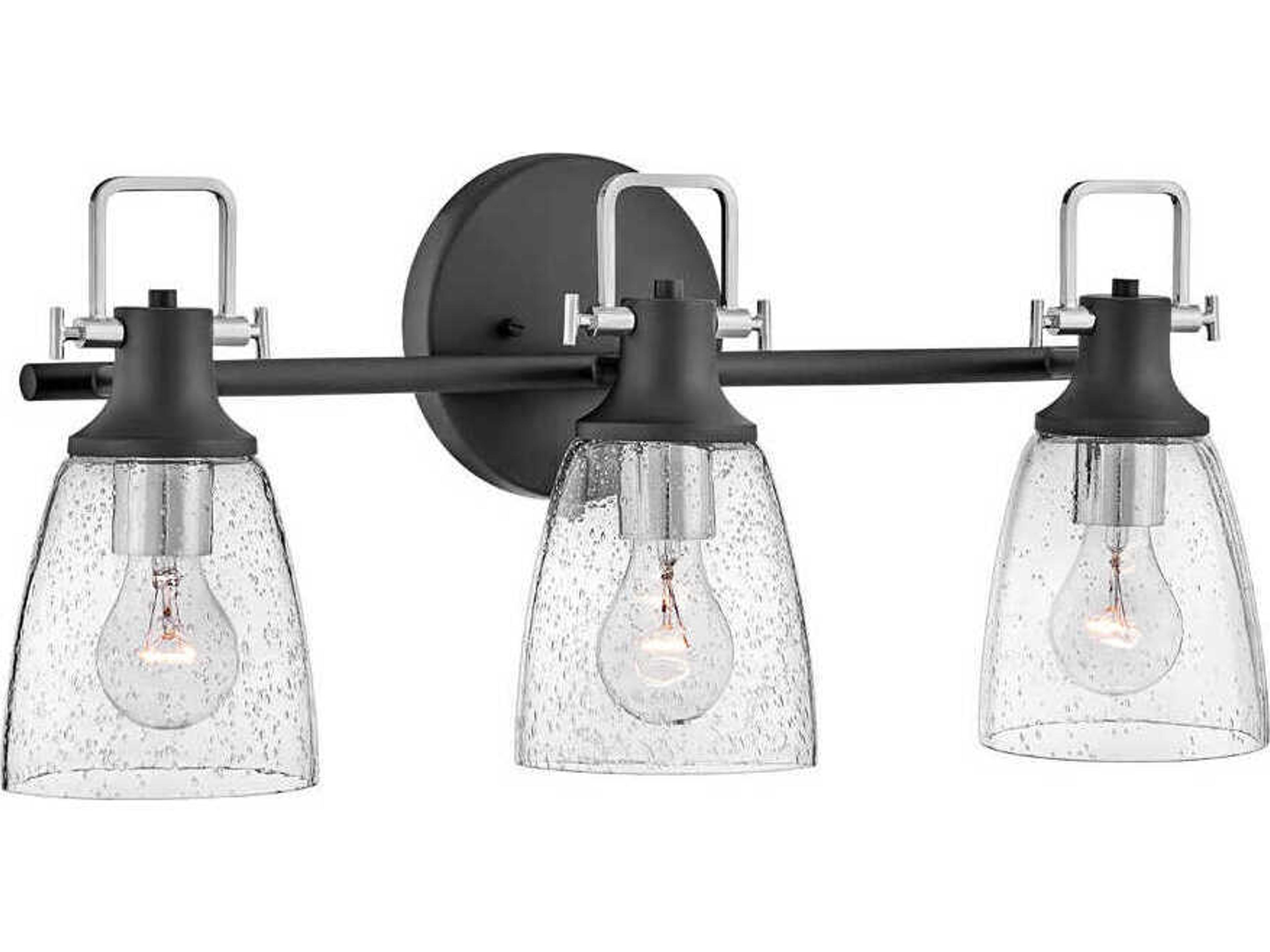Hinkley Easton 3-Light Black Chrome Glass Vanity Light
