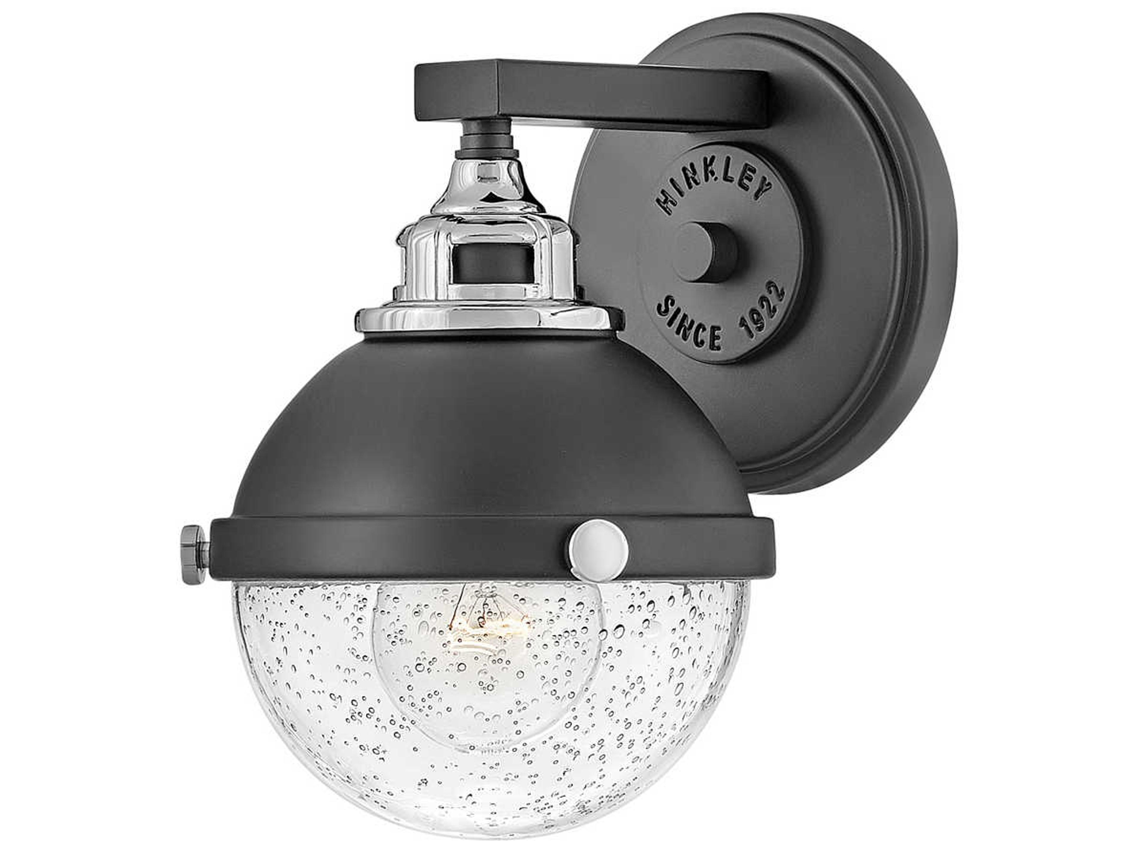 Fletcher 1-Light Black Chrome Glass Wall Sconce