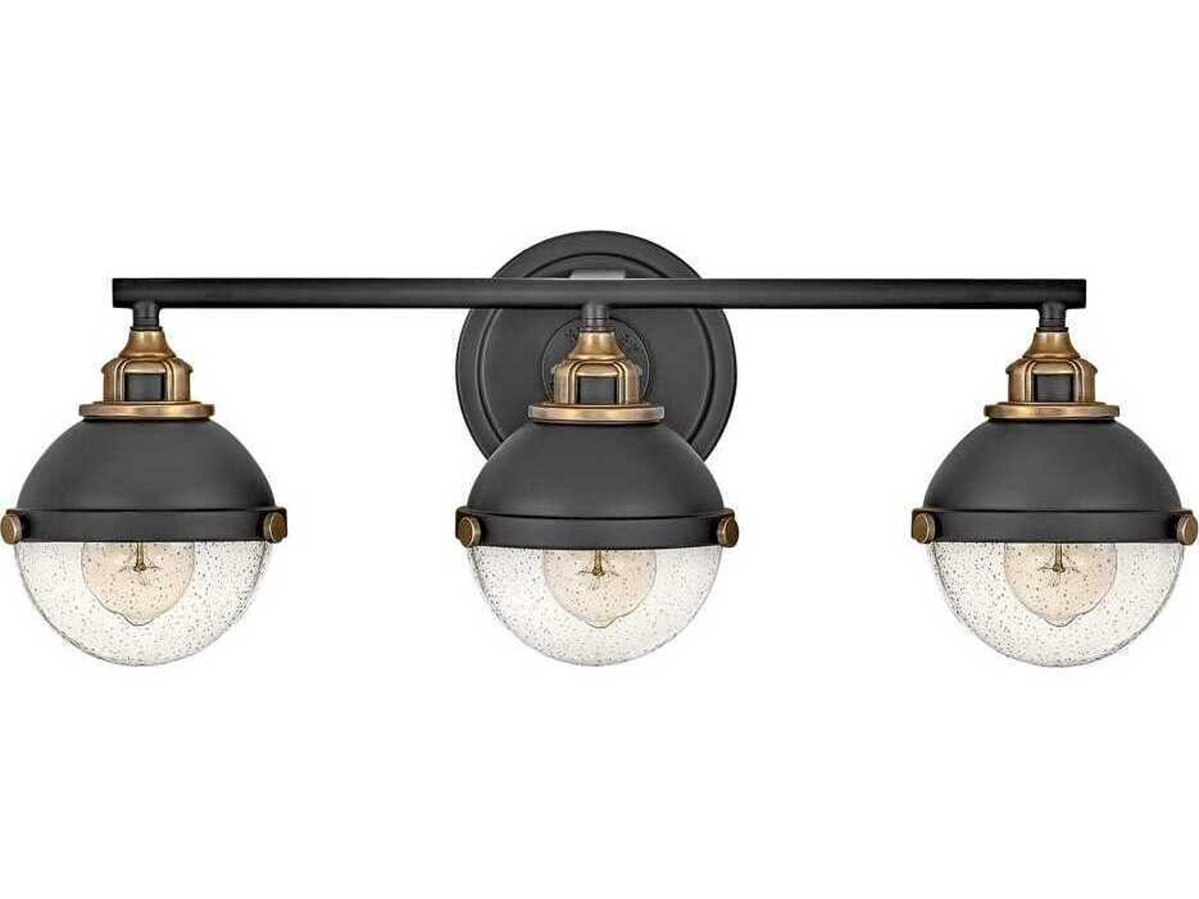 Fletcher 3-Light Black Heritage Brass Vanity Light