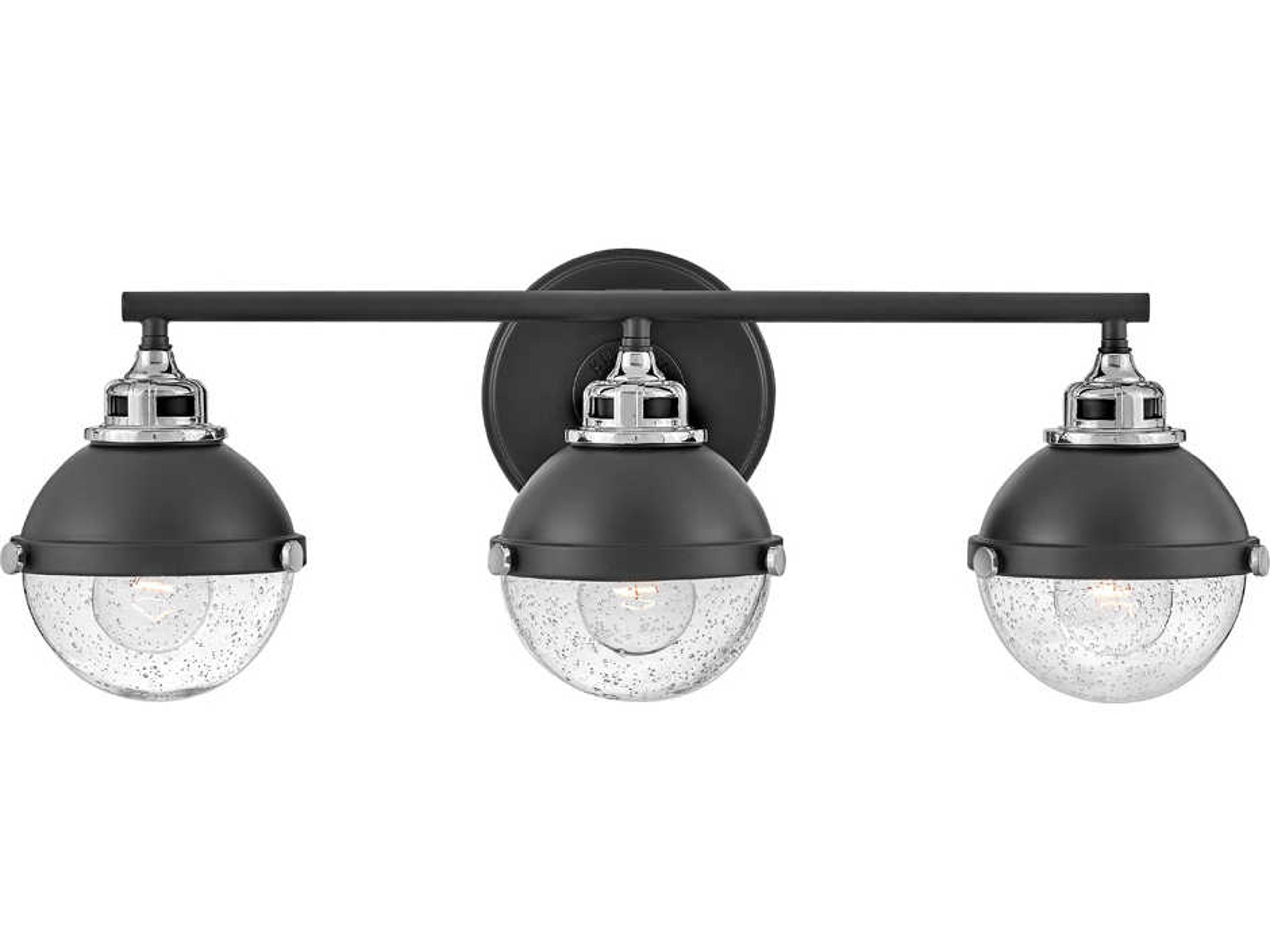 Fletcher 3-Light Black Chrome Glass Vanity Light