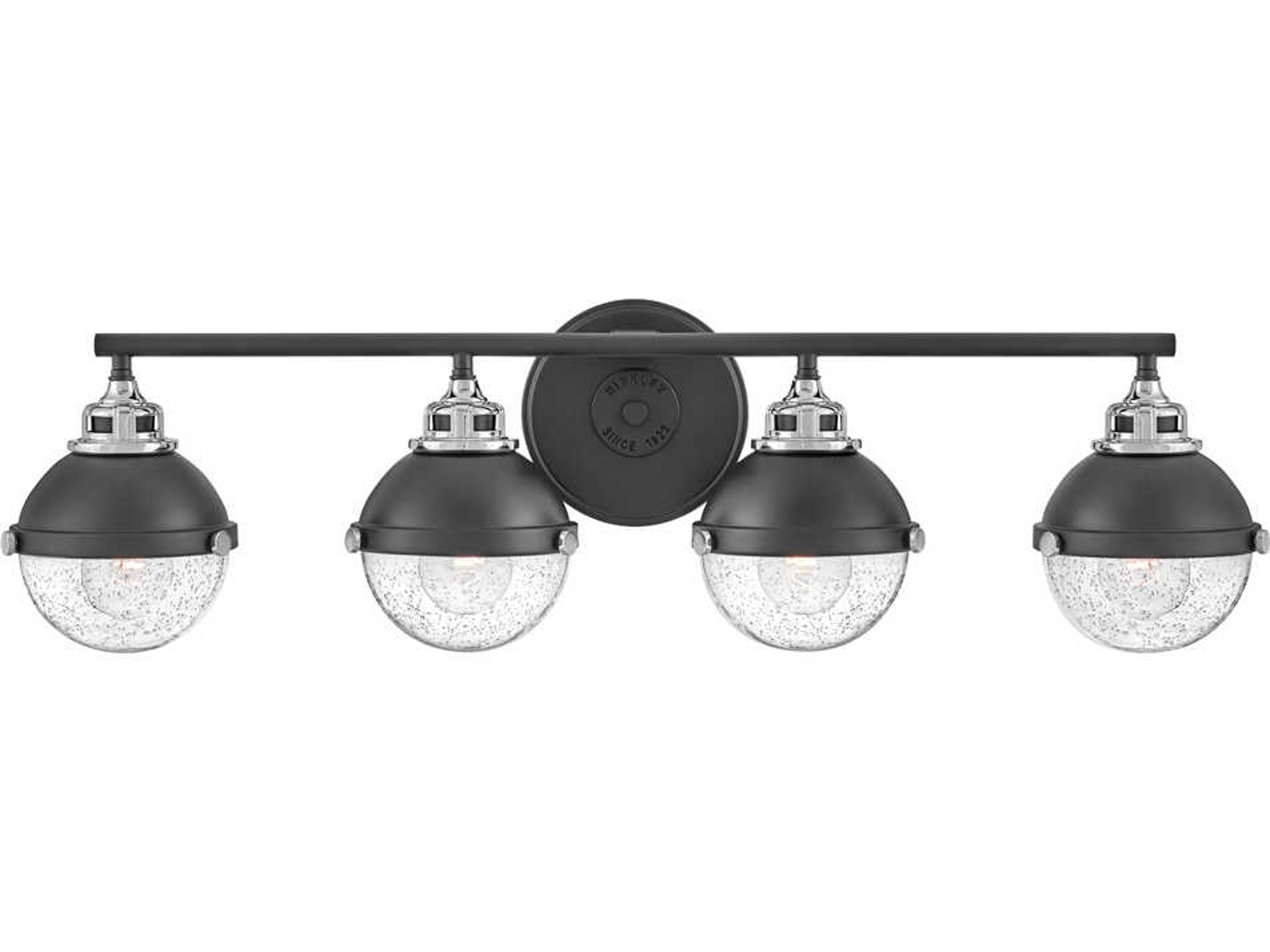 Fletcher 4-Light Black Chrome Glass Vanity Light
