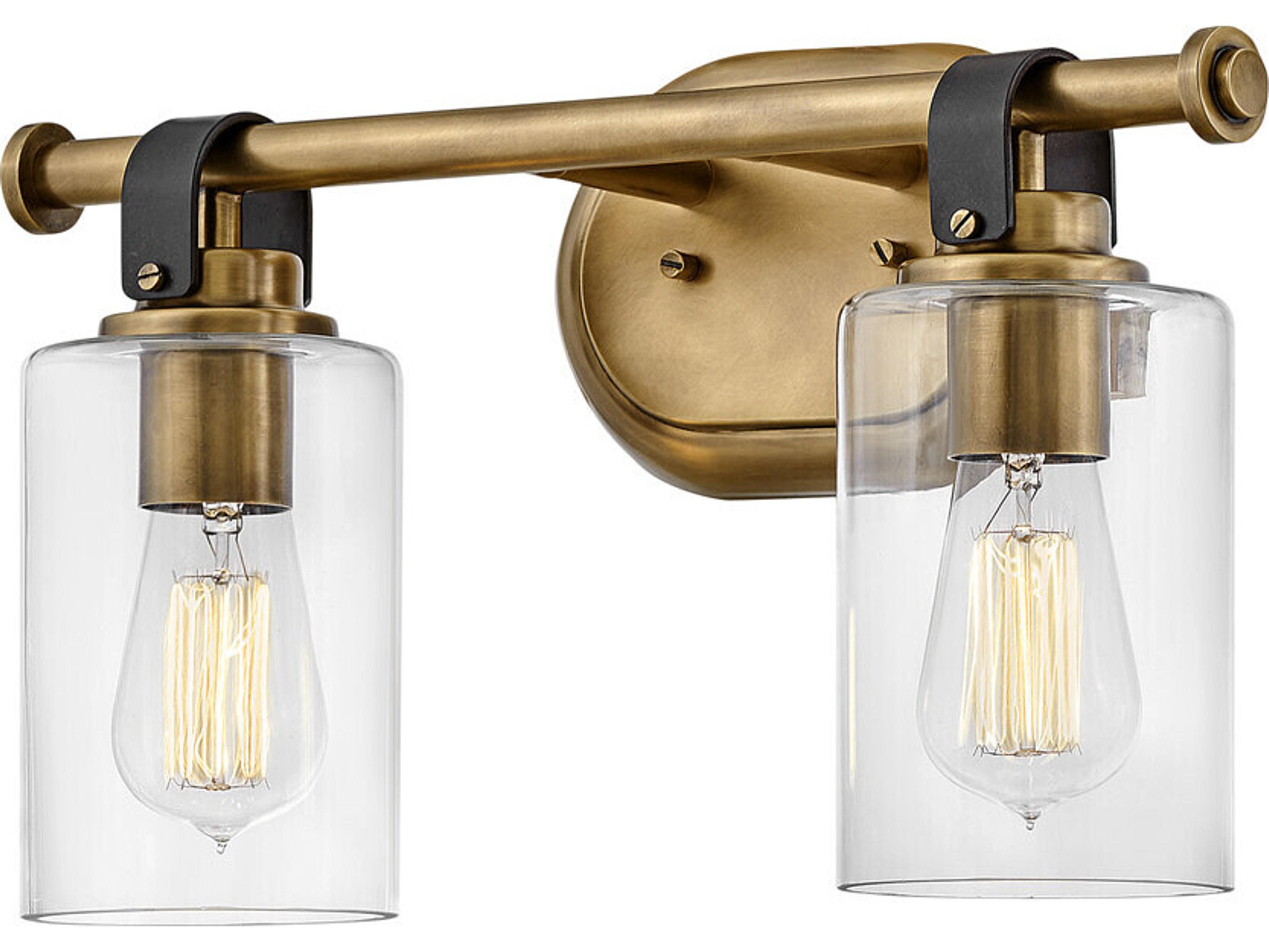 Hinkley Halstead 2-Light Heritage Brass Glass Vanity Light