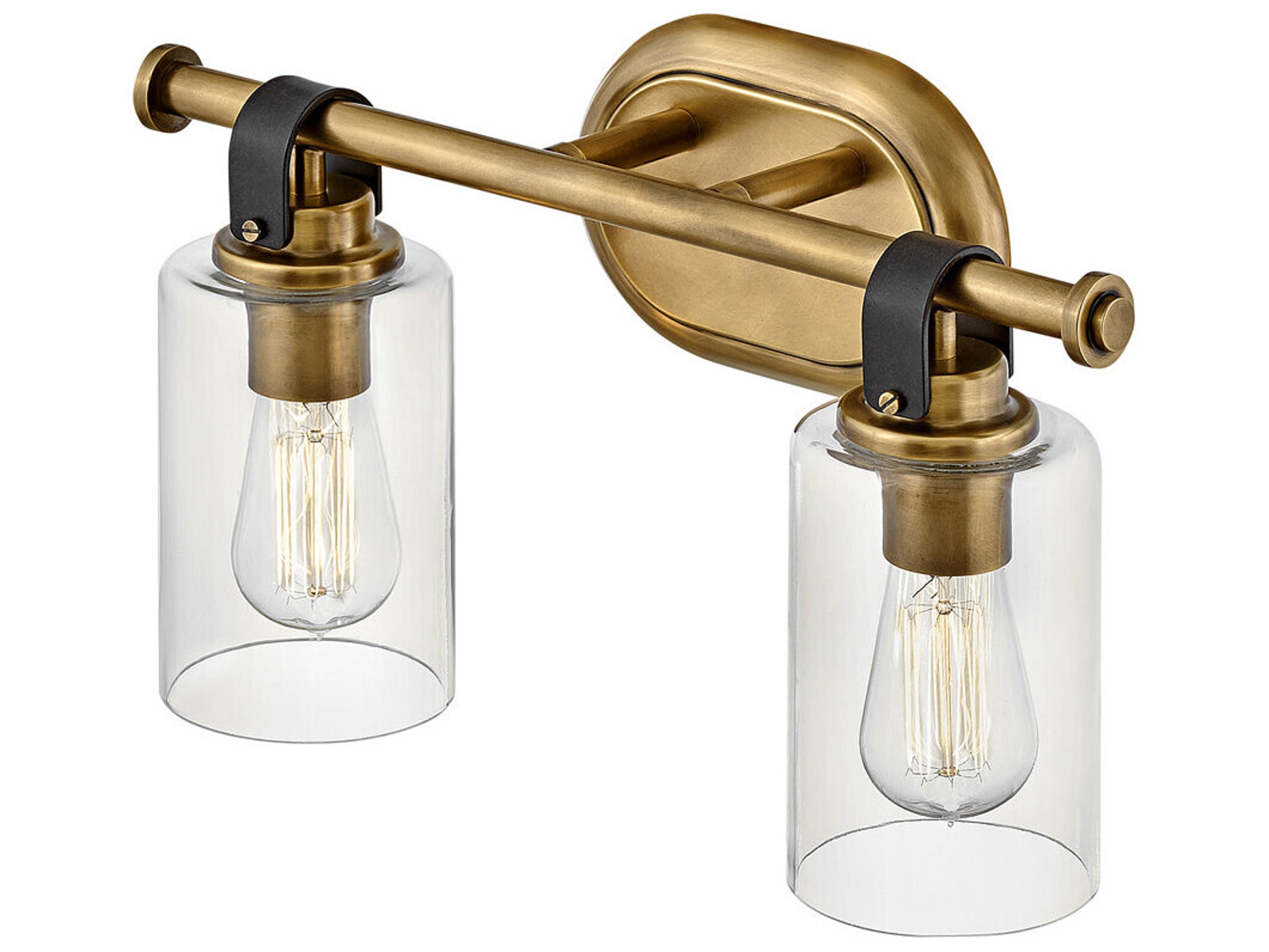 Hinkley Halstead 2-Light Heritage Brass Glass Vanity Light