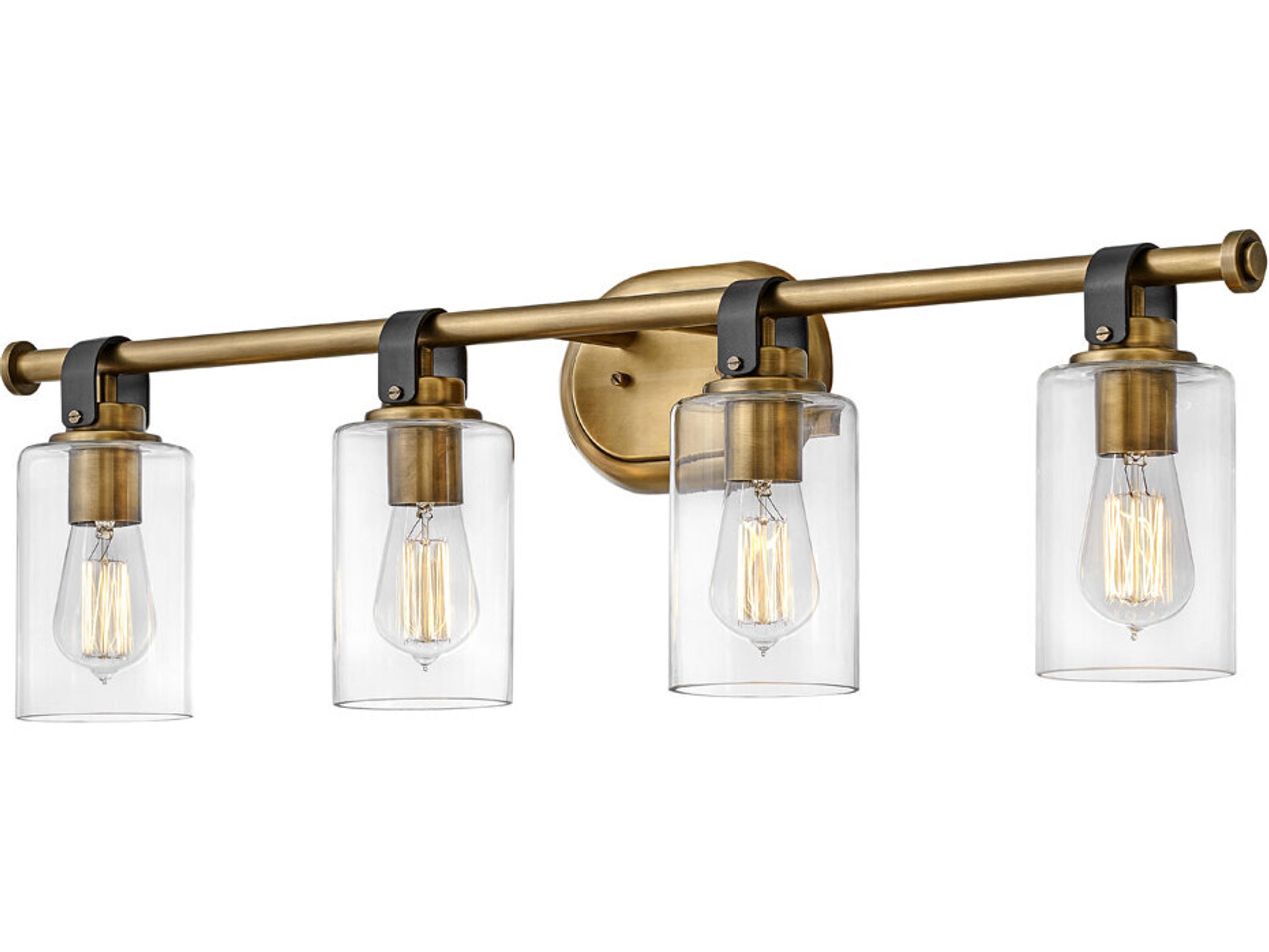 Hinkley Halstead 4-Light Heritage Brass Glass Vanity Light