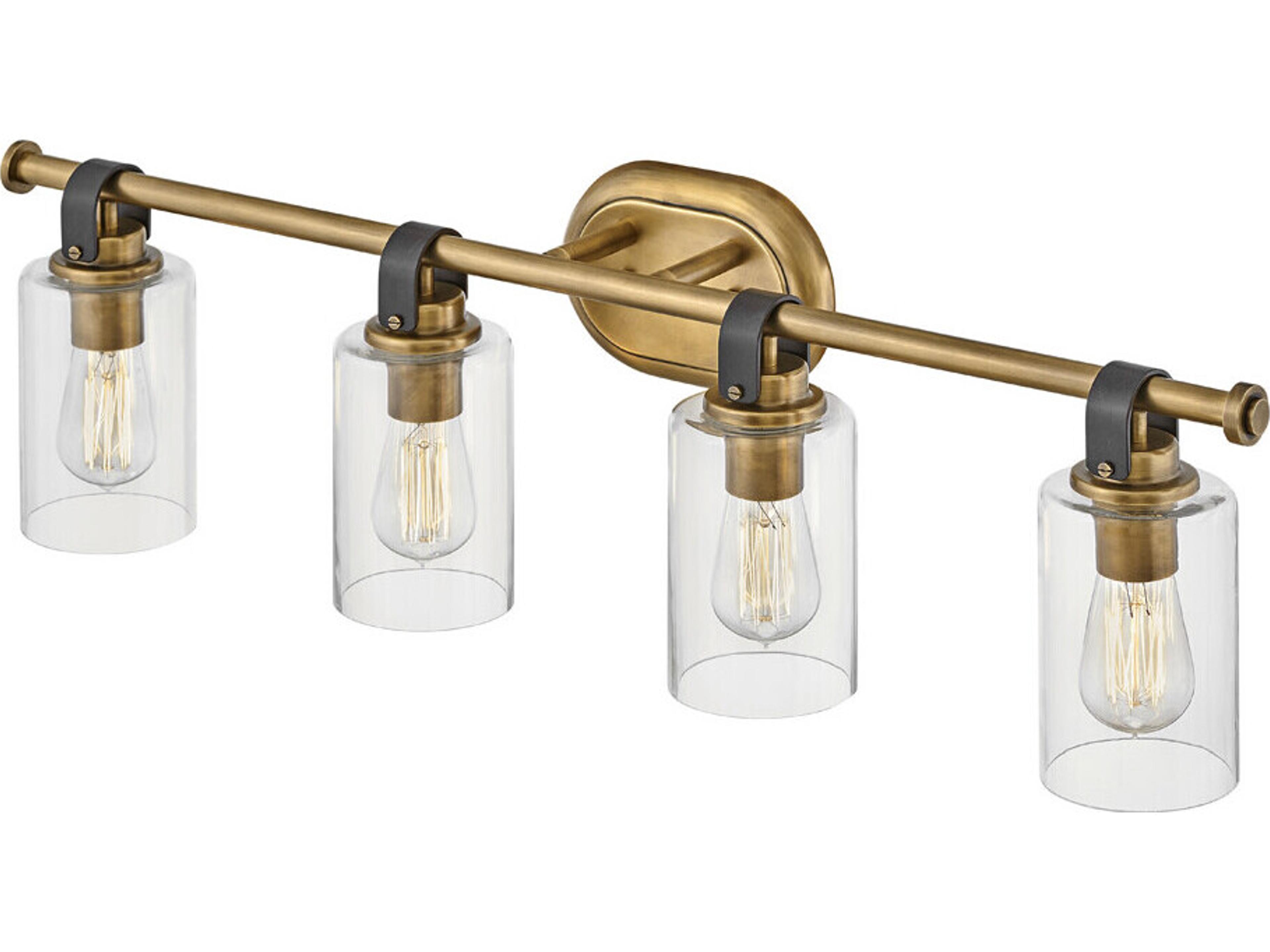 Hinkley Halstead 4-Light Heritage Brass Glass Vanity Light