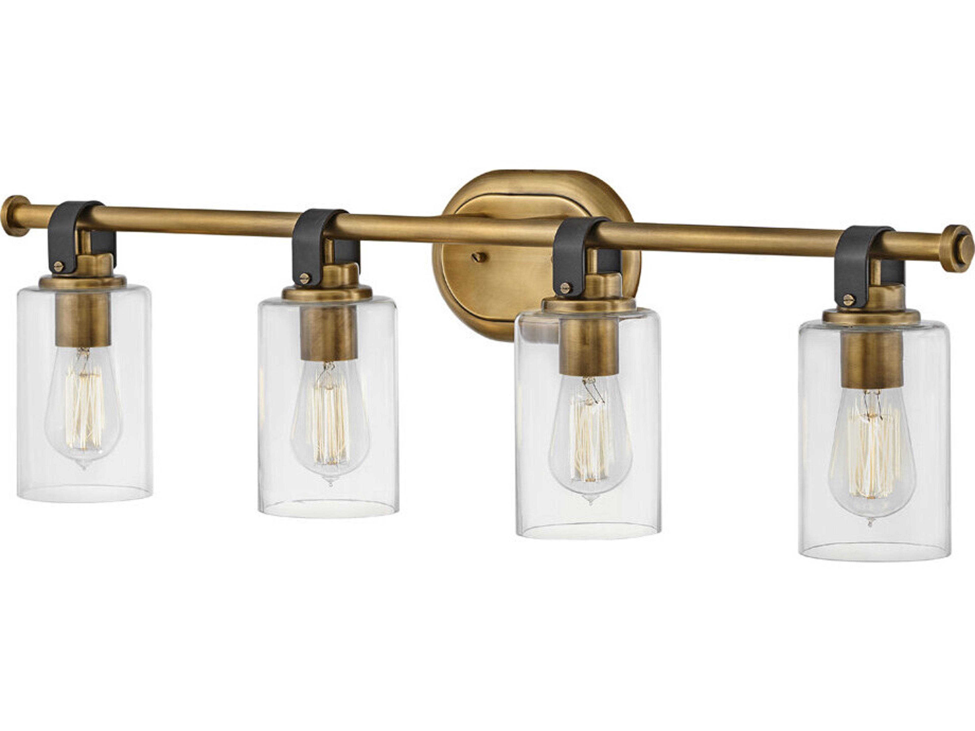 Hinkley Halstead 4-Light Heritage Brass Glass Vanity Light
