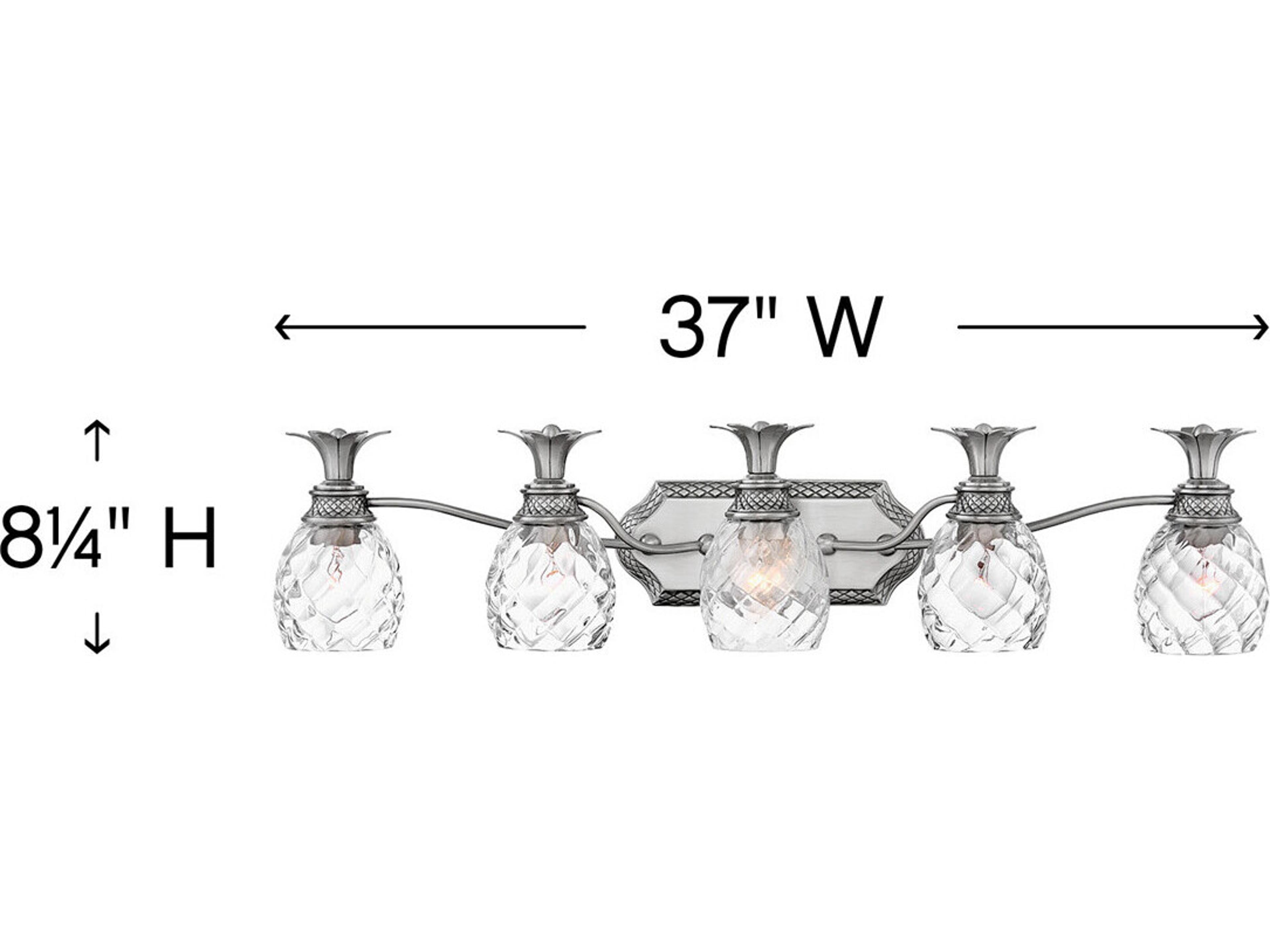Hinkley Plantation 5-Light Polished Antique Nickel Glass Vanity Light