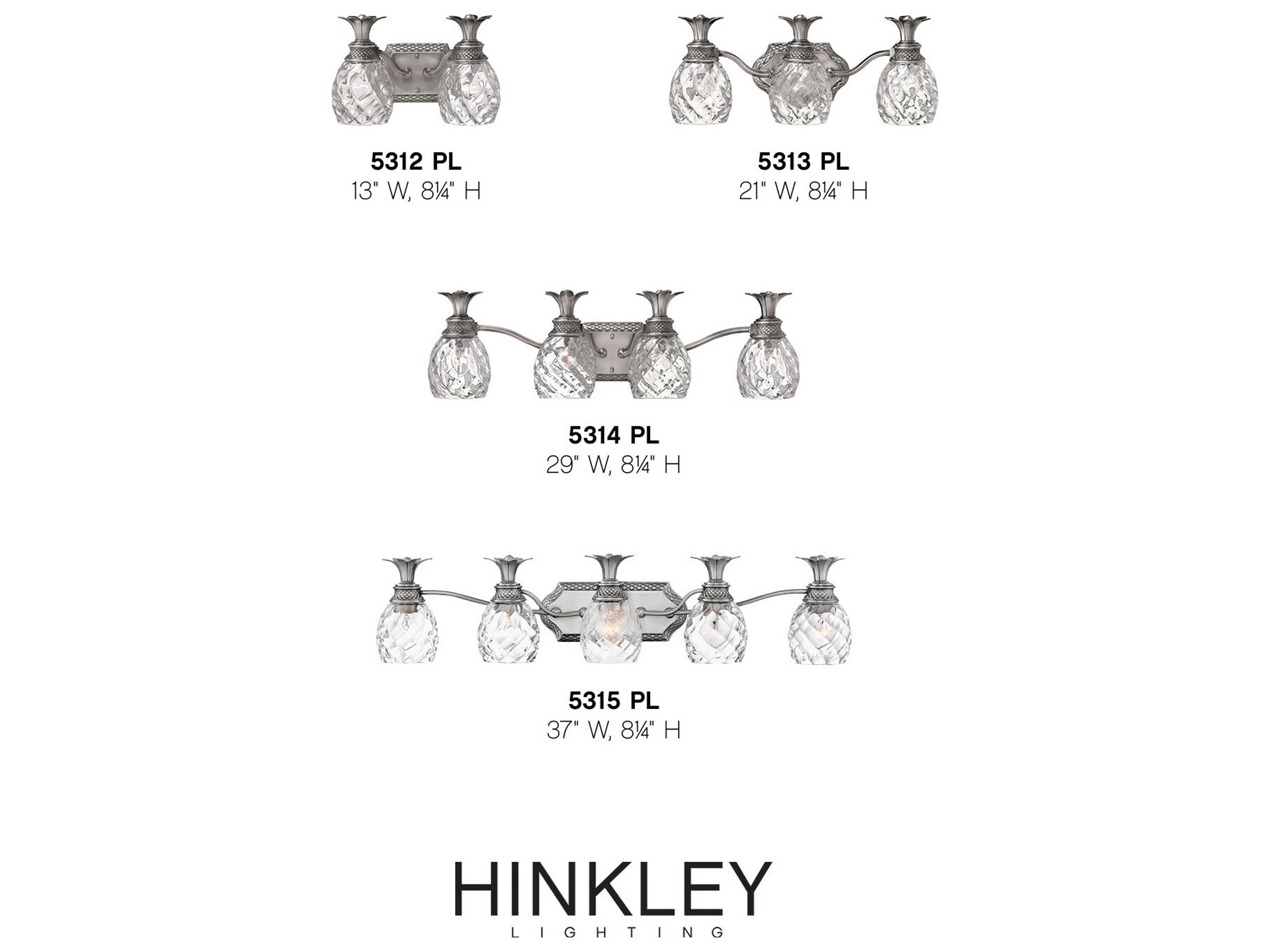 Hinkley Plantation 5-Light Polished Antique Nickel Glass Vanity Light