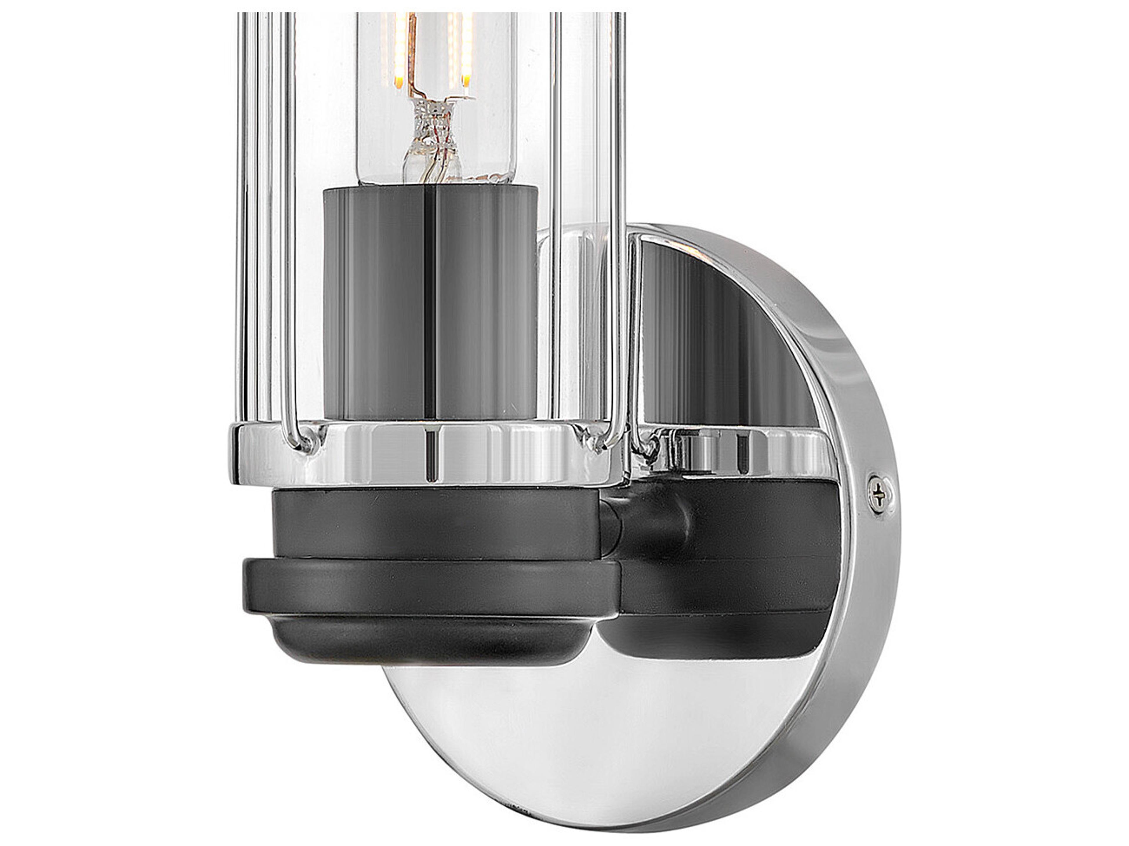 Hinkley Masthead 1-Light Chrome Black Glass Wall Sconce