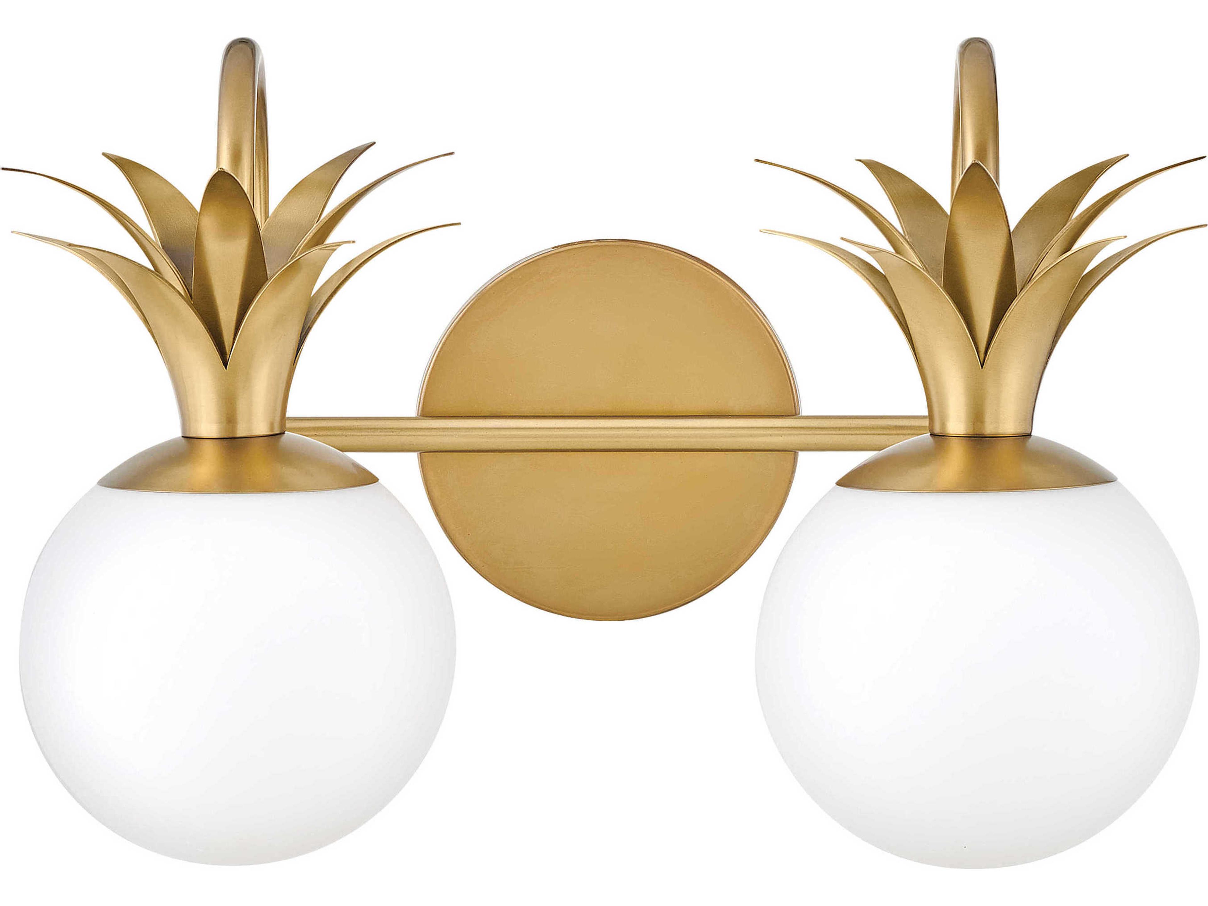 Hinkley Palma 2-Light Heritage Brass Glass Vanity Light