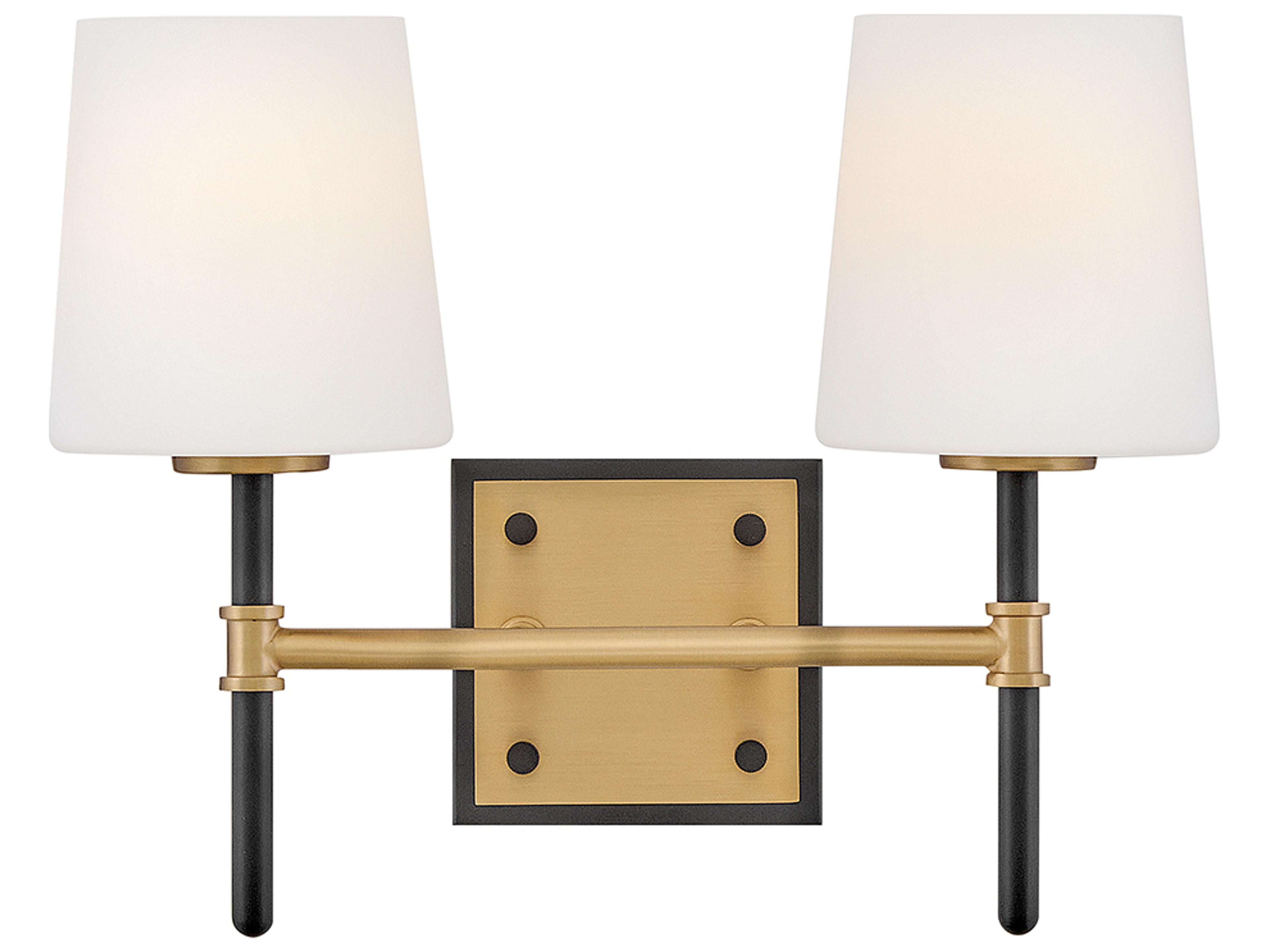 Saunders 2-Light Black Lacquered Brass Vanity Light