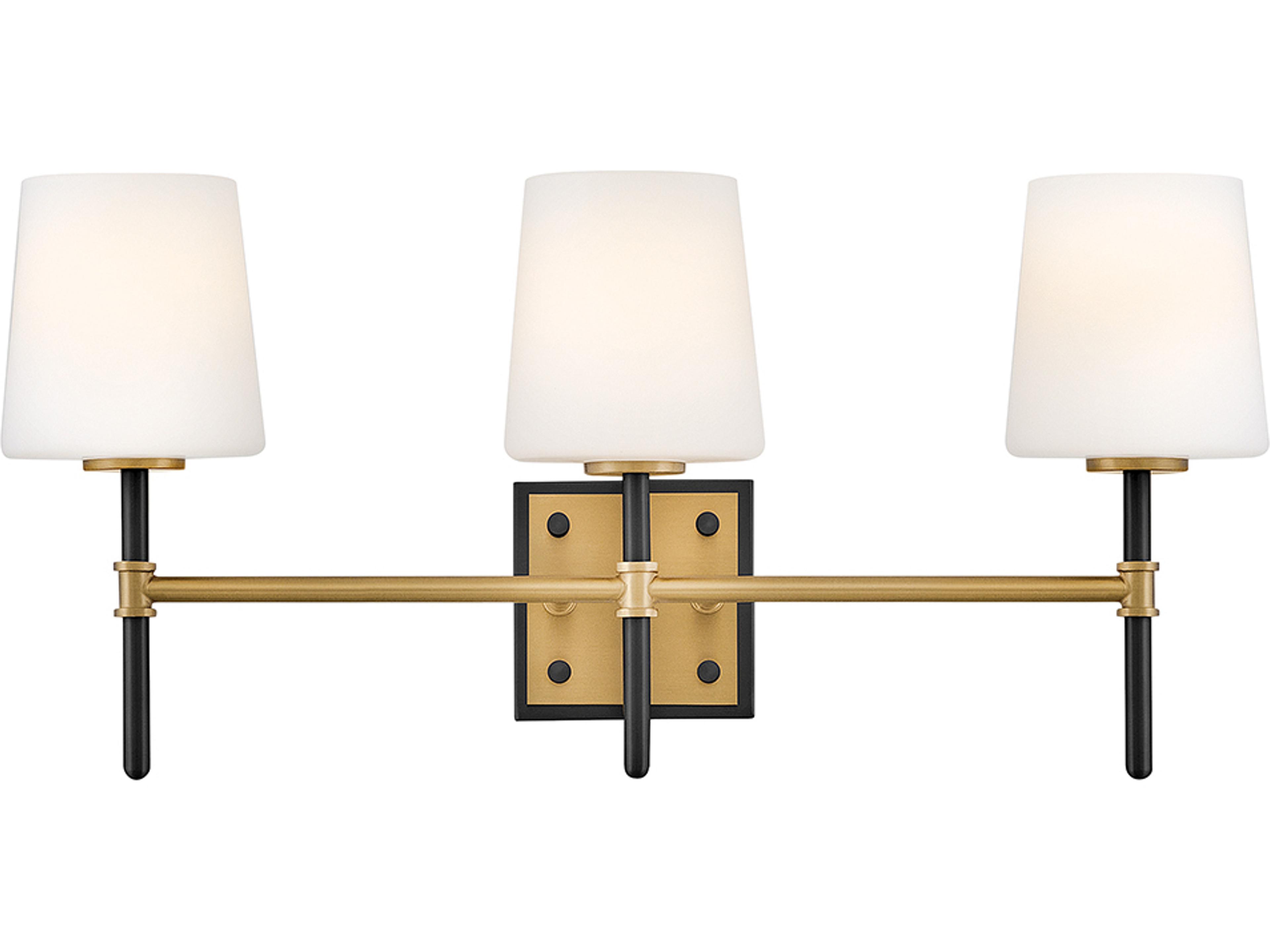 Saunders 3-Light Black Lacquered Brass Vanity Light