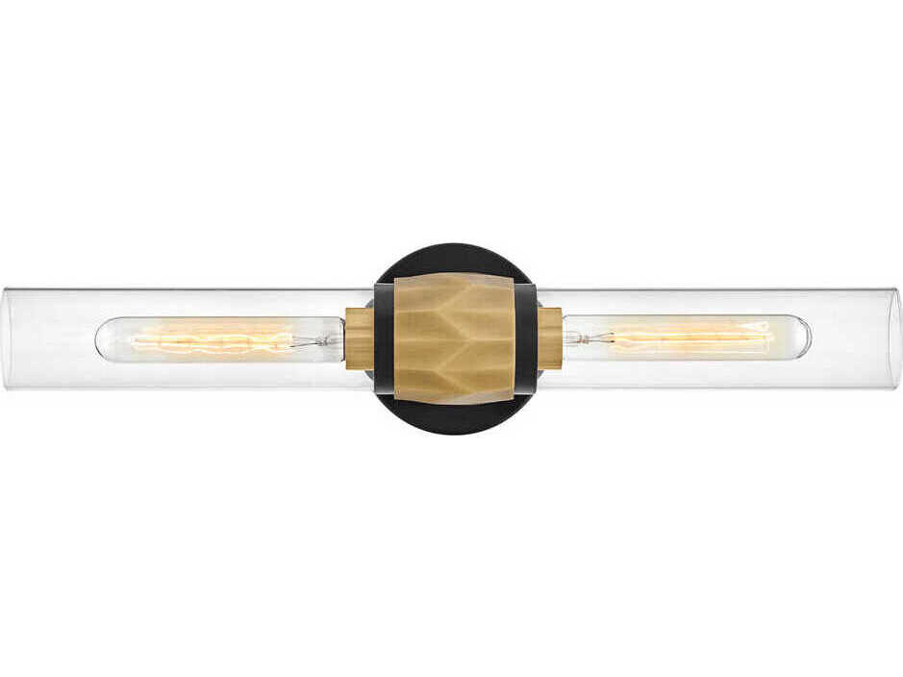 Ellison 2-Light Black Heritage Brass Glass LED Vanity Light