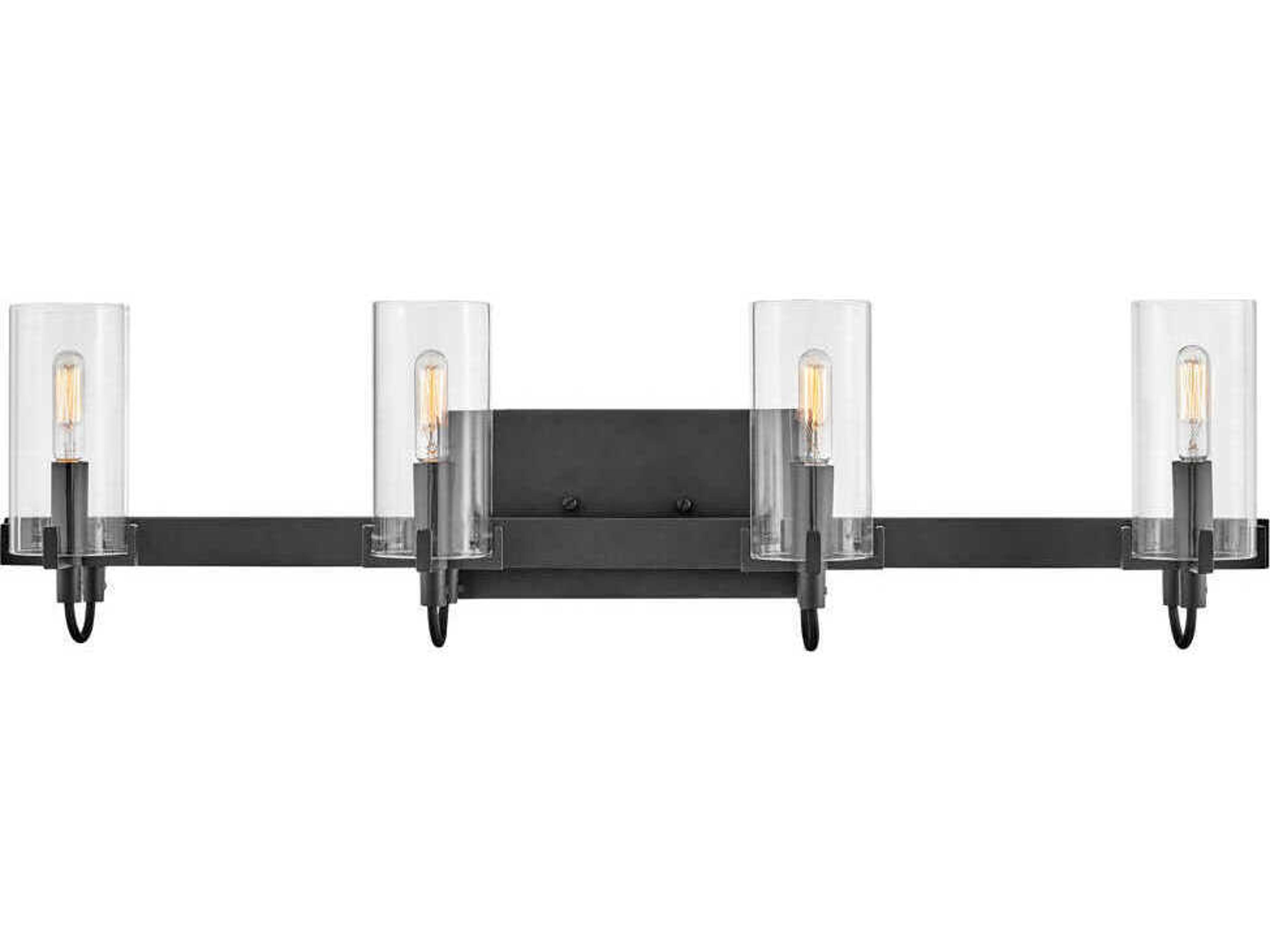 Ryden 4-Light Black Glass LED Vanity Light