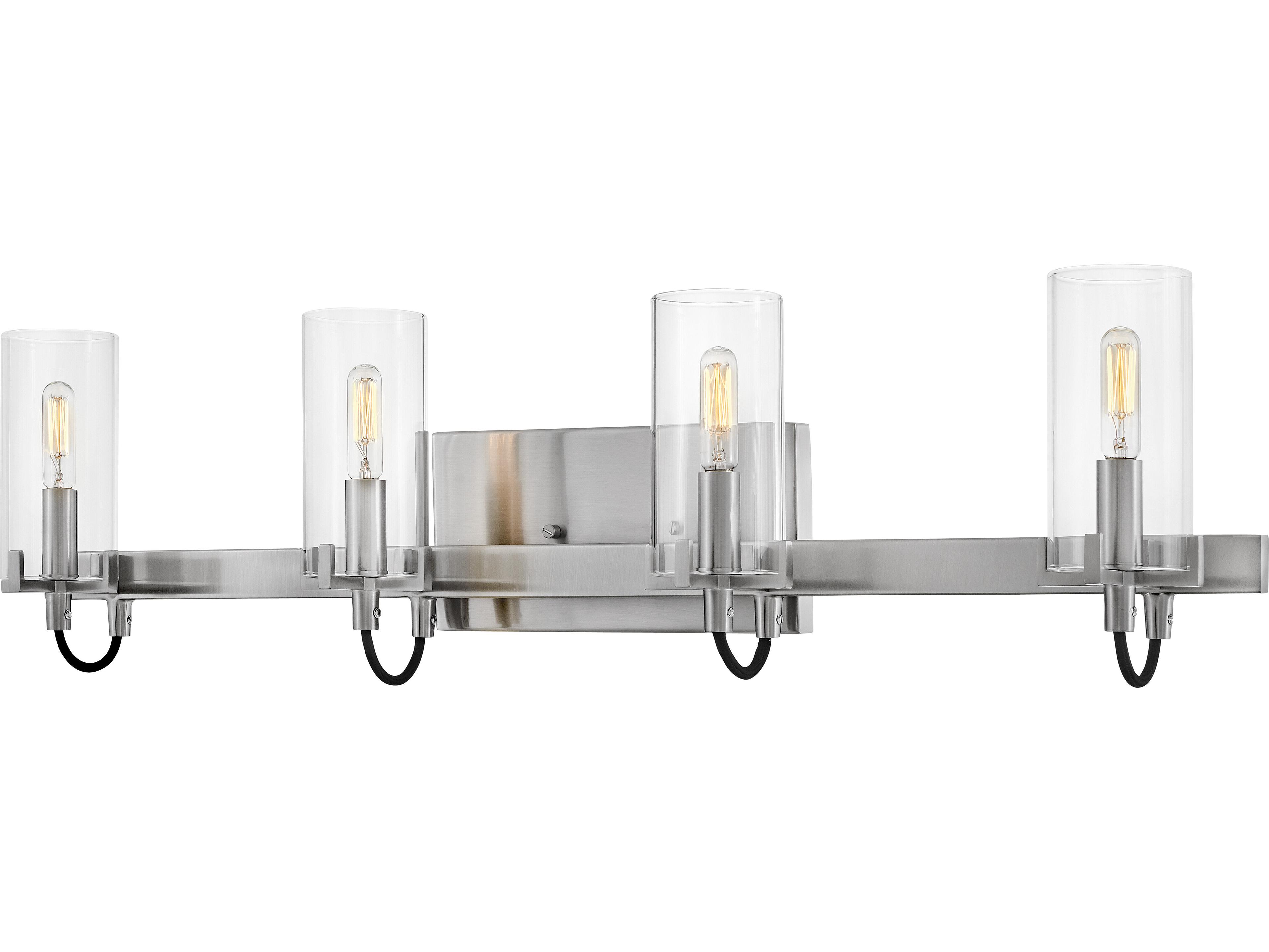 Hinkley Ryden 4-Light Brushed Nickel Glass LED Vanity Light