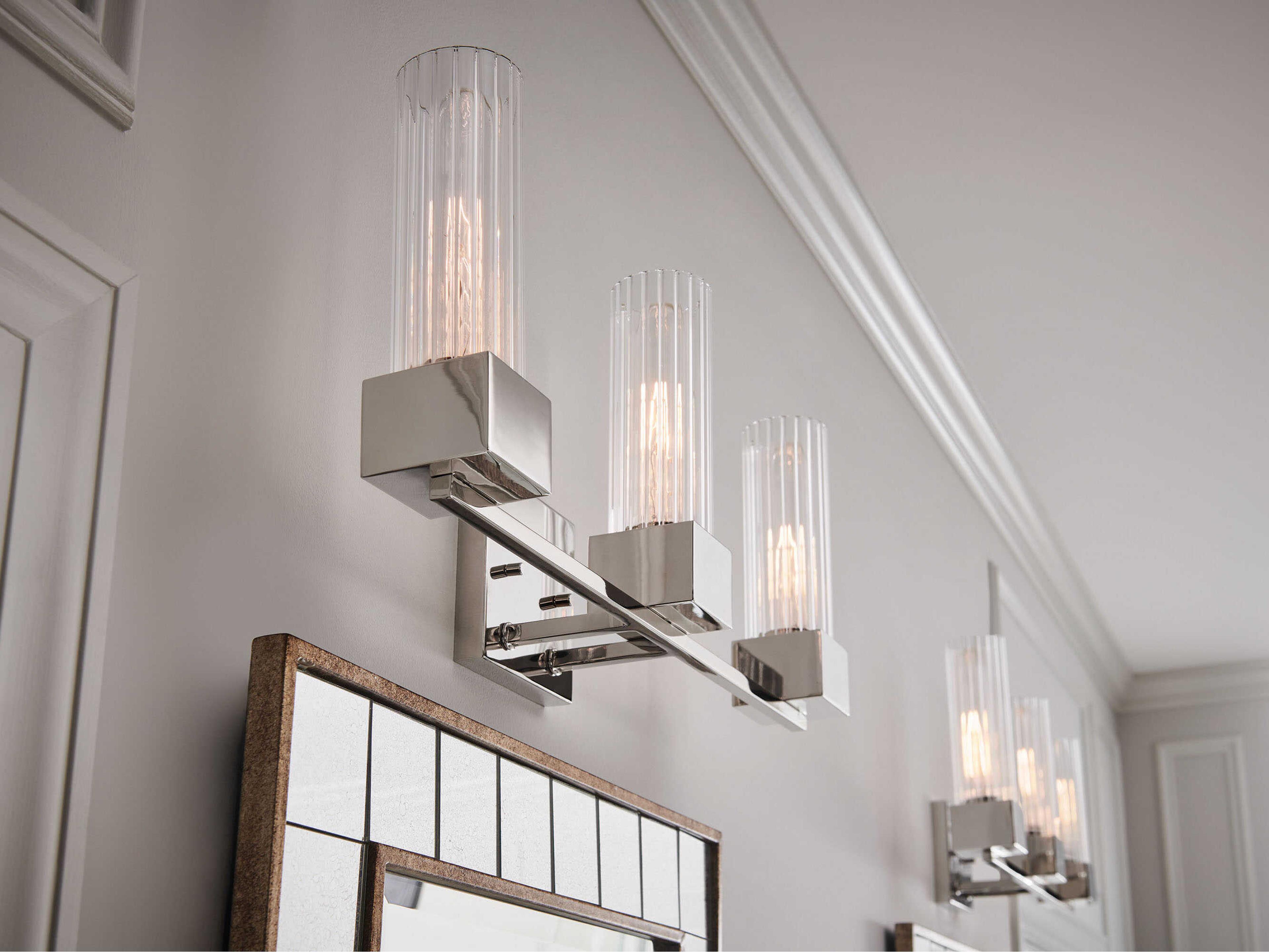 Hinkley Xander 3-Light Polished Nickel Glass Vanity Light