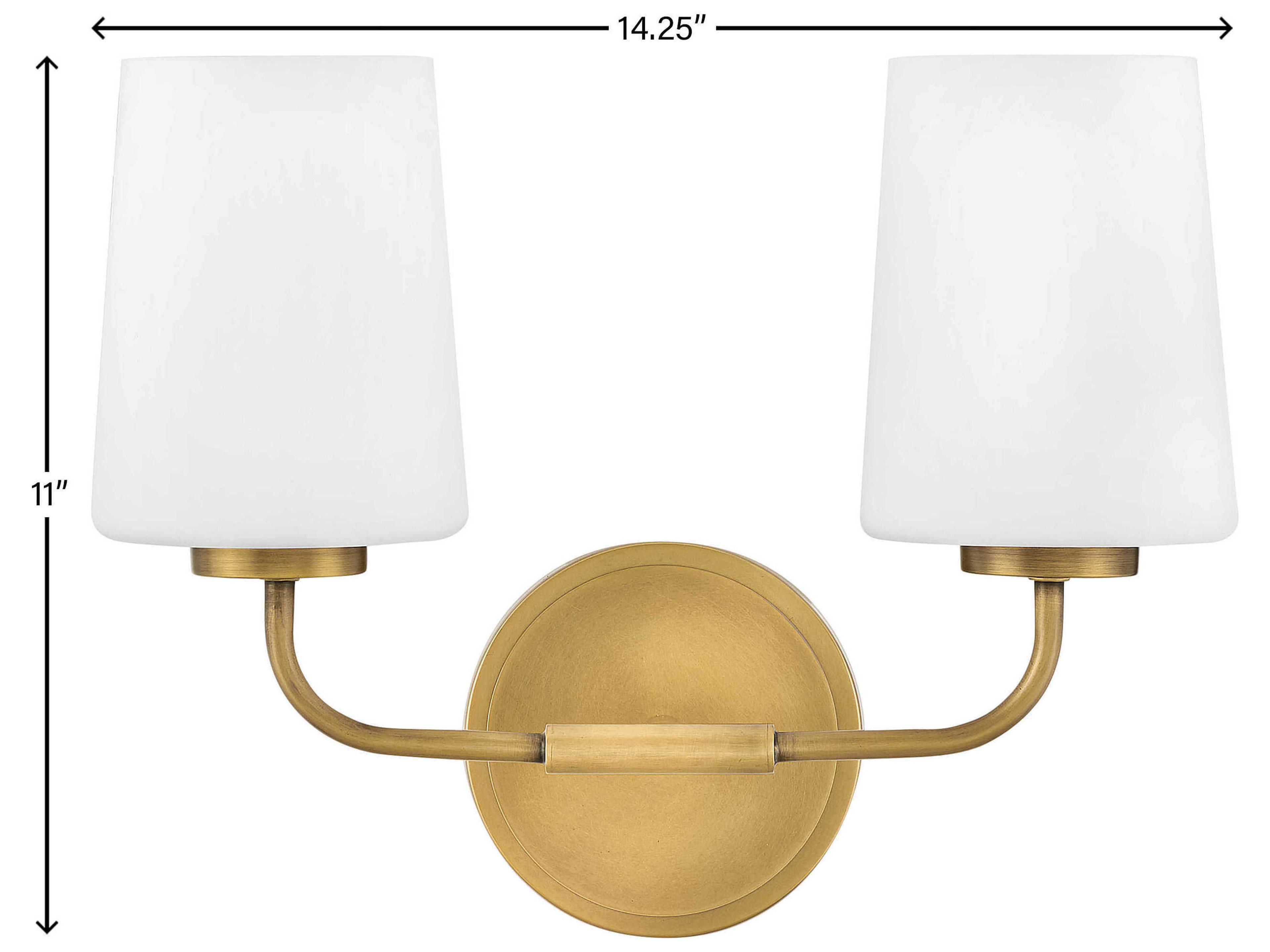 Hinkley Kline 2-Light Heritage Brass Glass Vanity Light