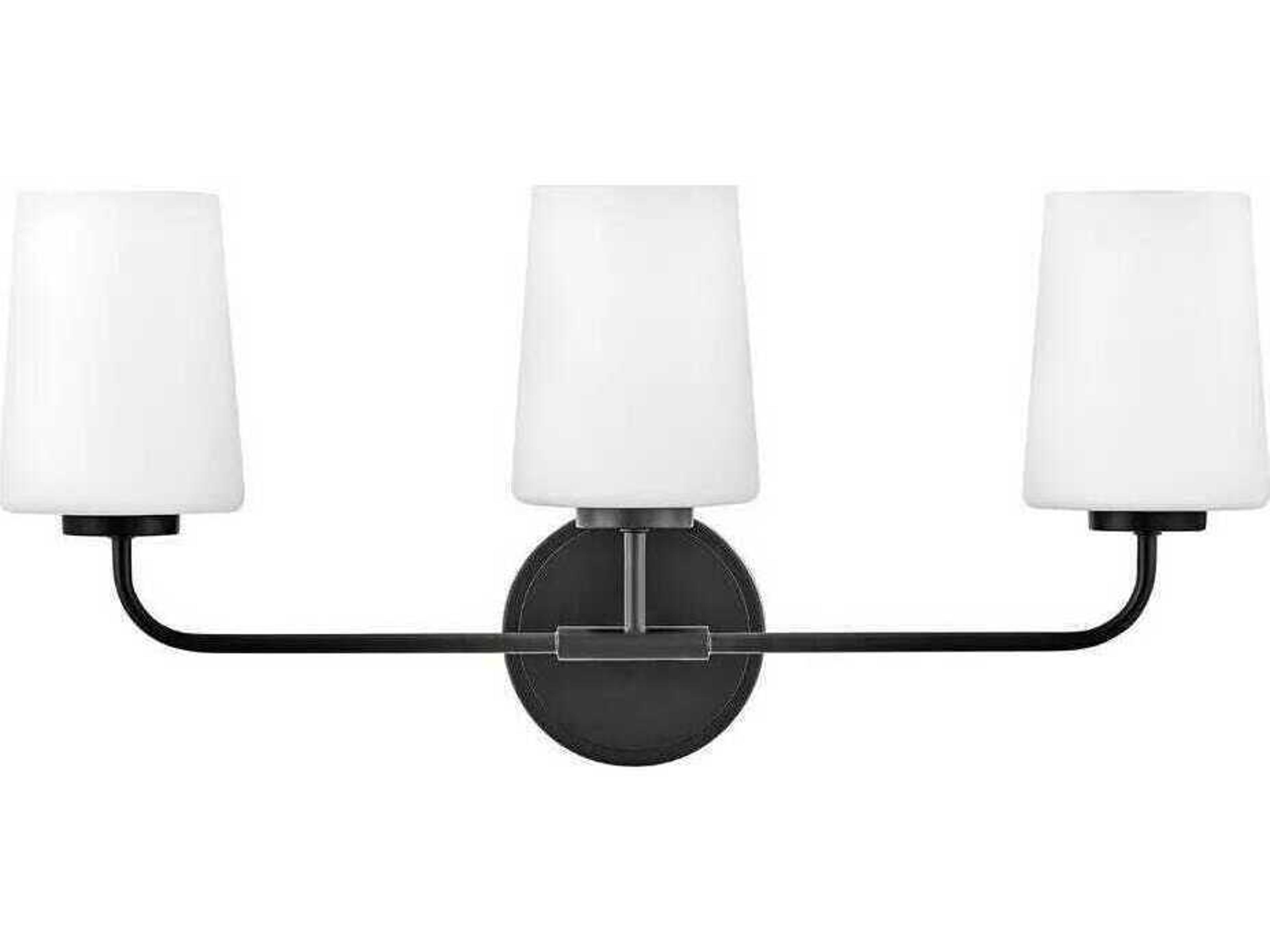 Kline 3-Light Black Glass Vanity Light