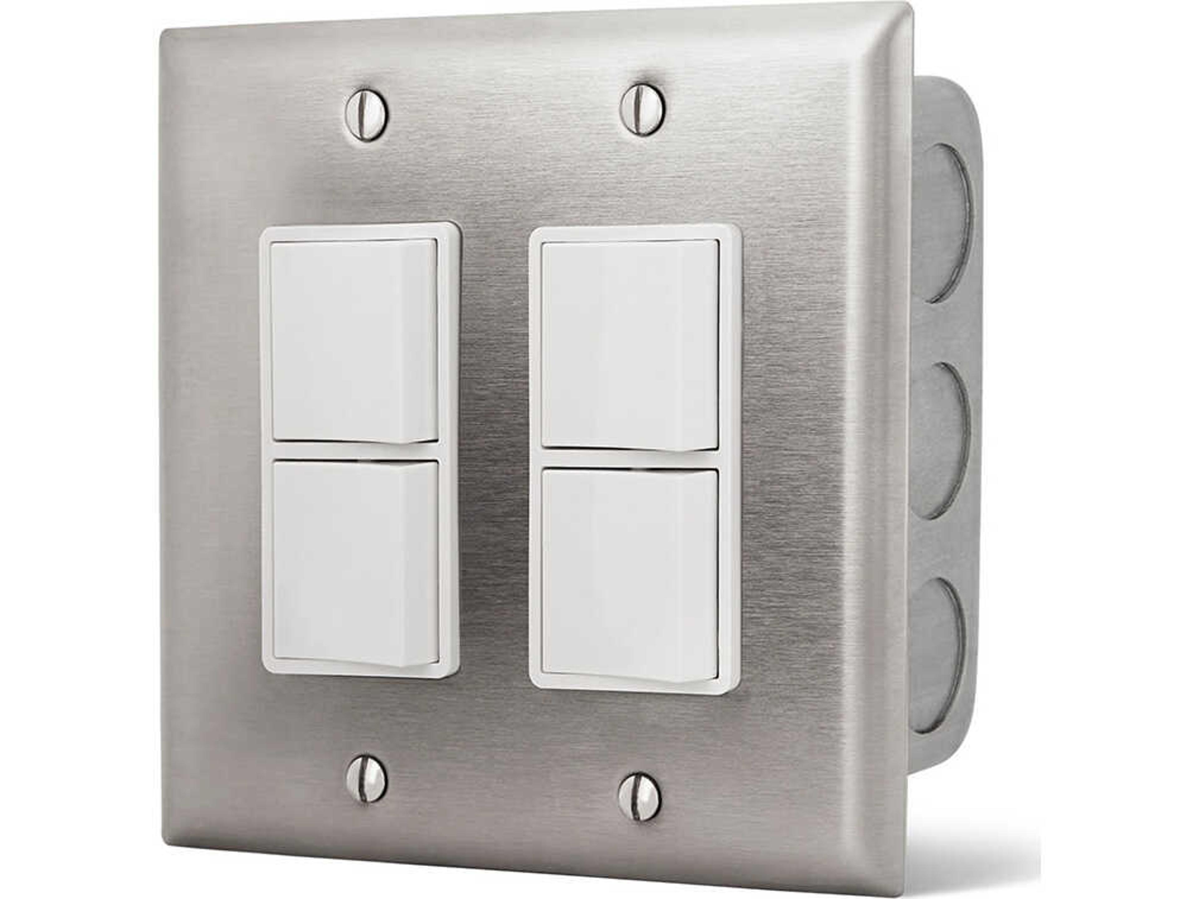 Dual Duplex Switch Wall Plate & Gang Box 20 Amp Per Pole