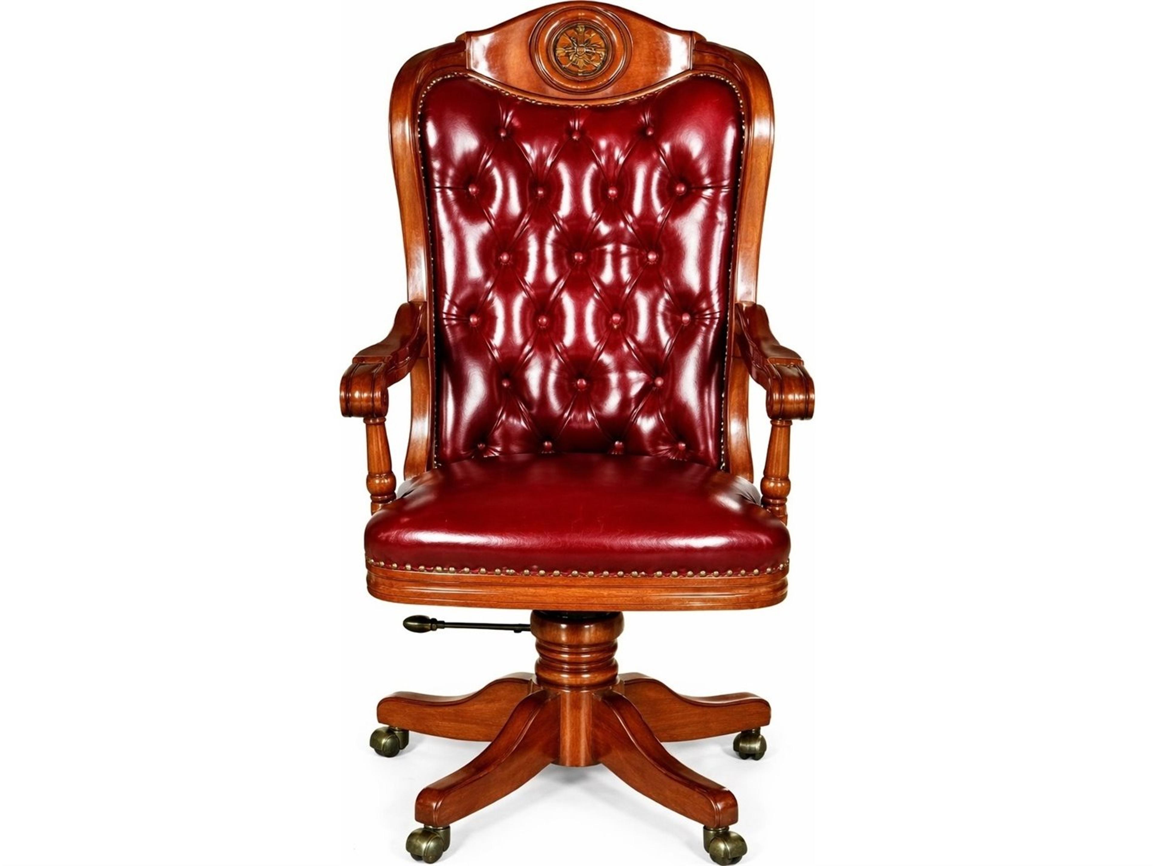 3002 Brown Leather Swivel Executive Desk Chair