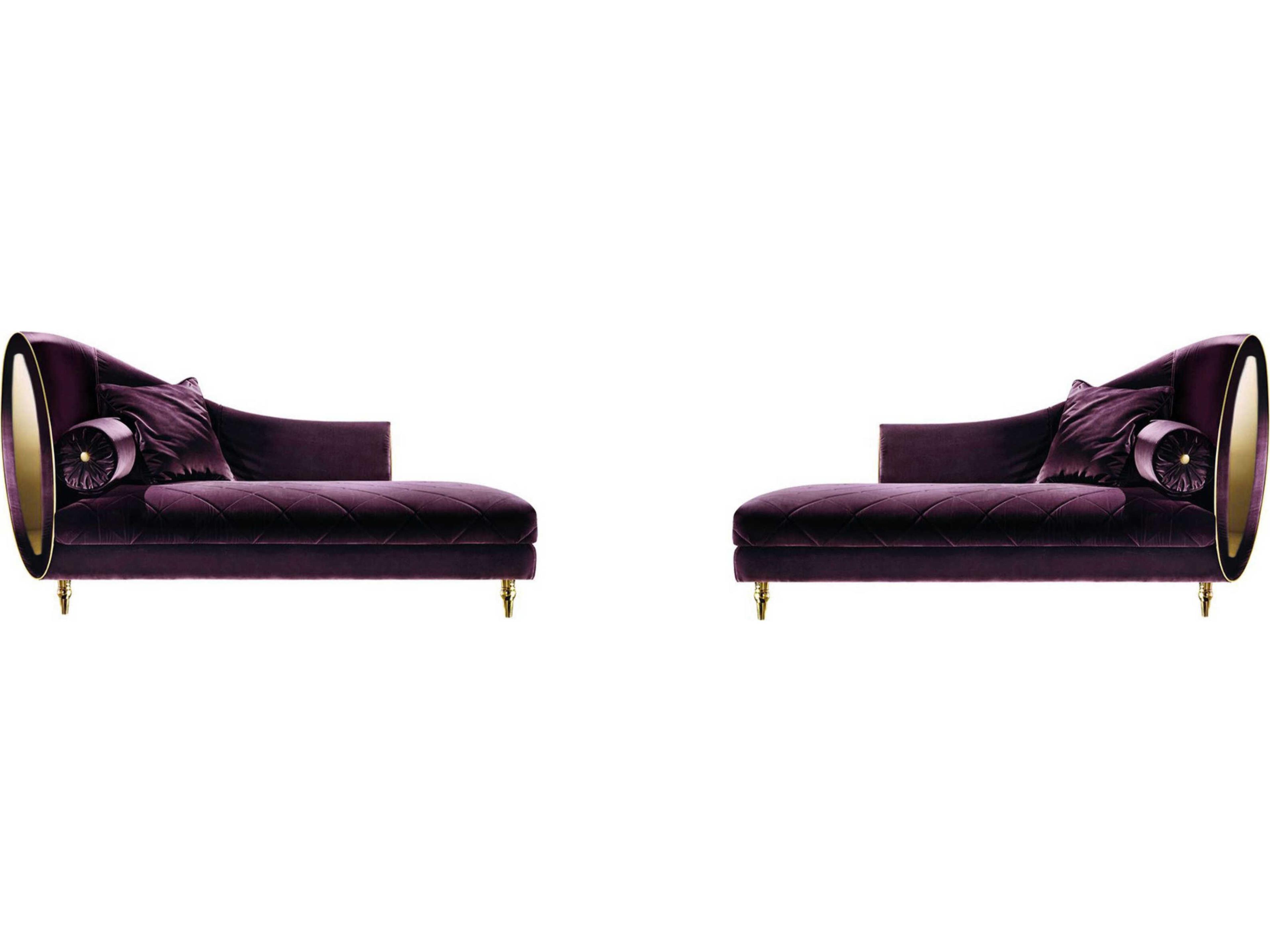 809 Purple Velvet Upholstered Chaise
