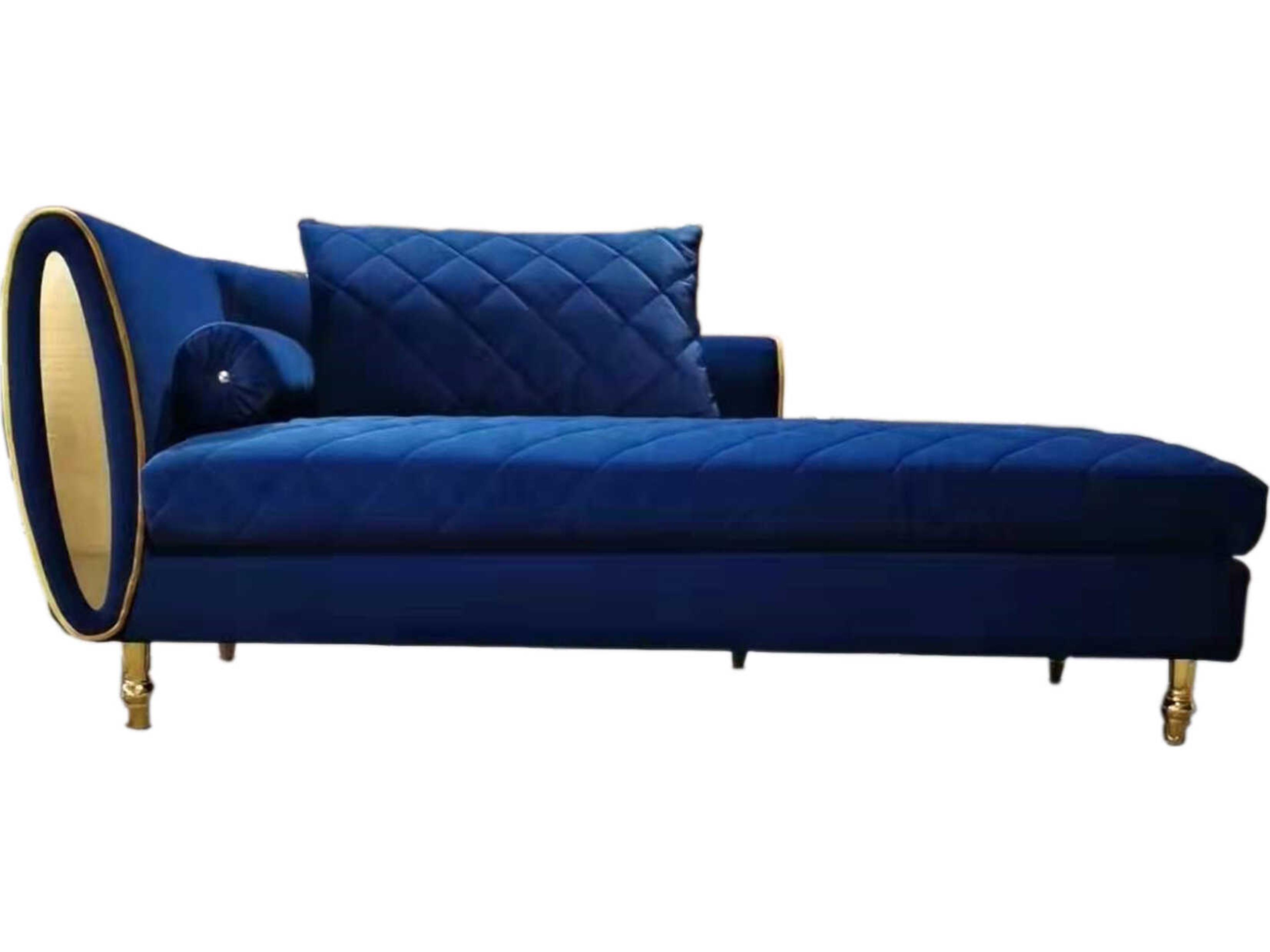 809 Blue Velvet Upholstered Chaise