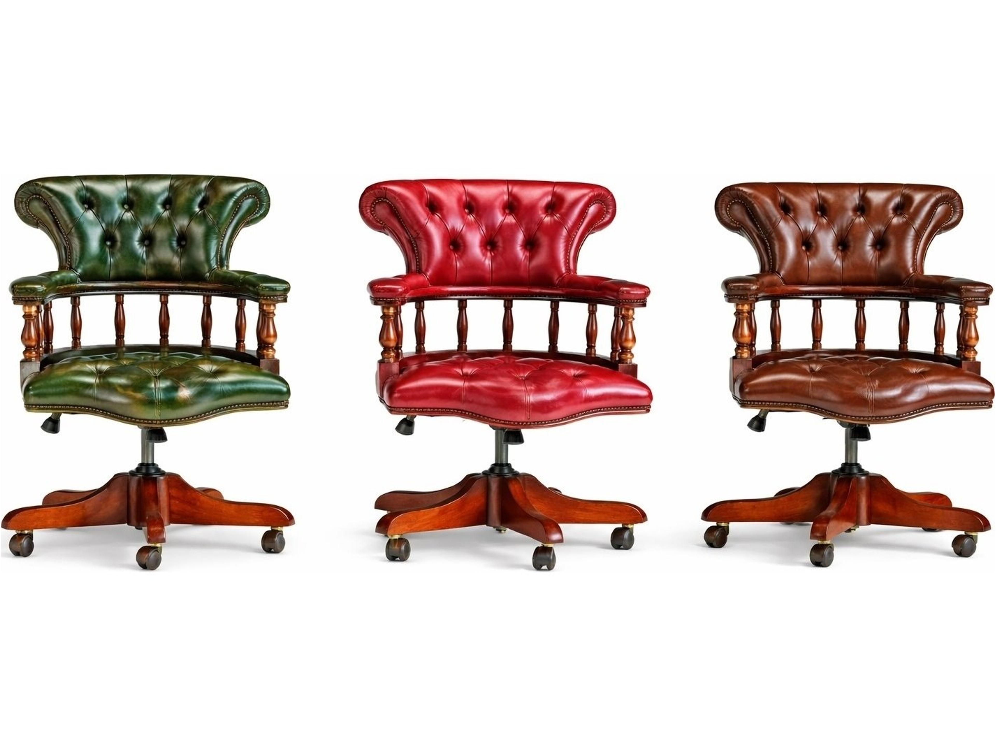 82153 Brown Leather Swivel Executive Desk Chair