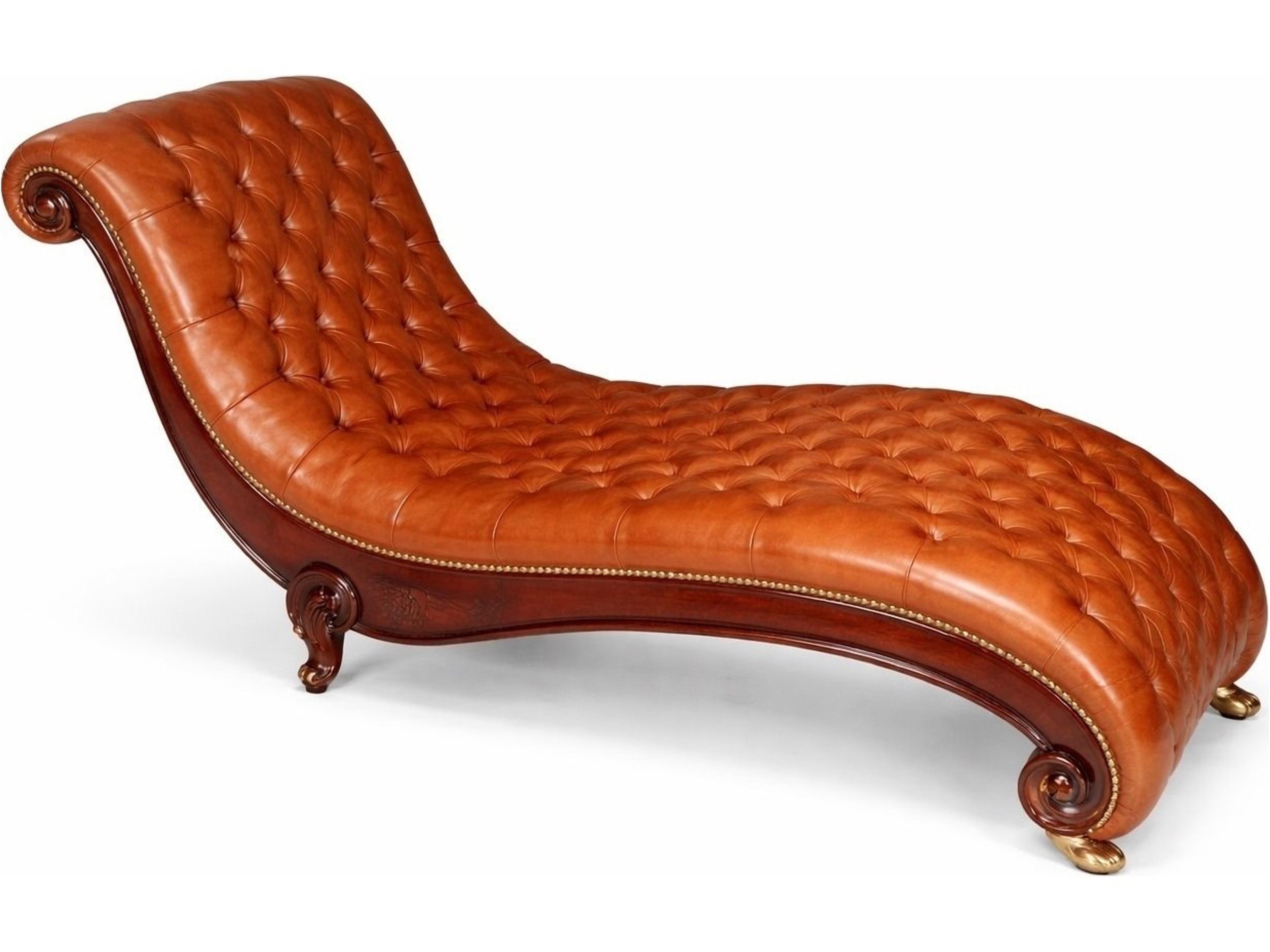 82181 Brown Leather Chaise