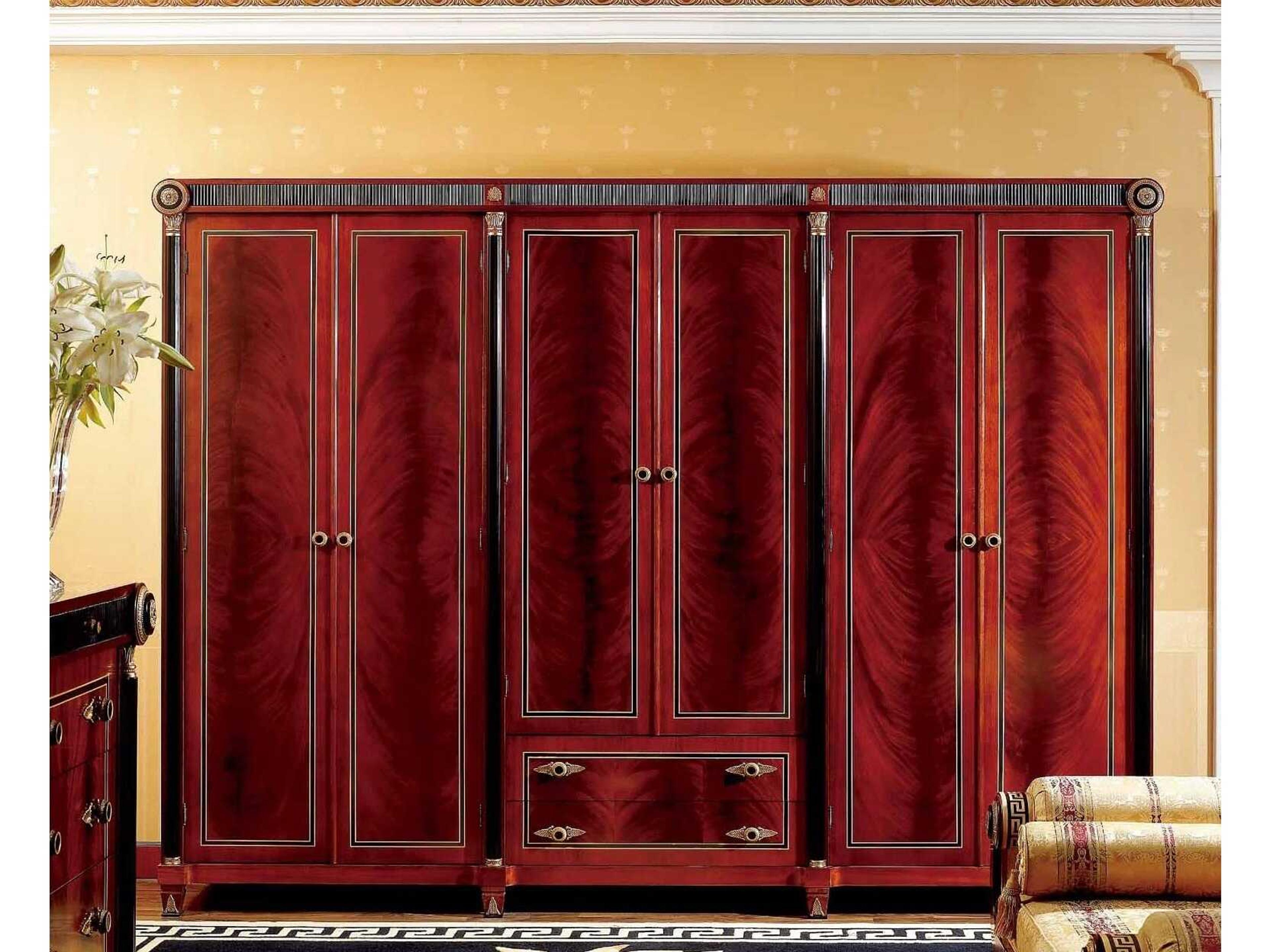 E-10 Red Solid Wood Wardrobe Armoire