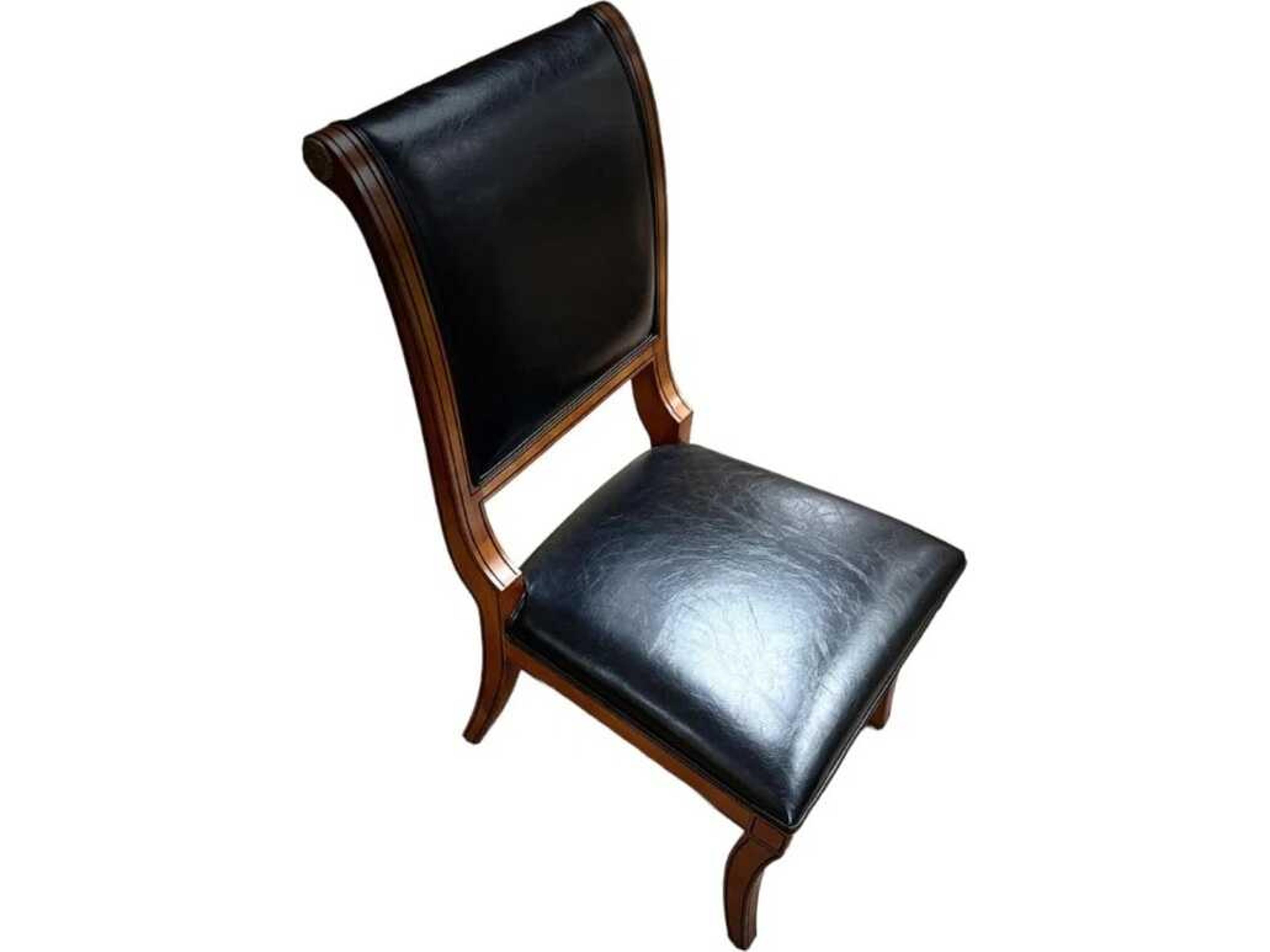 E-10 Hardwood Black Leather Armless Dining Chair