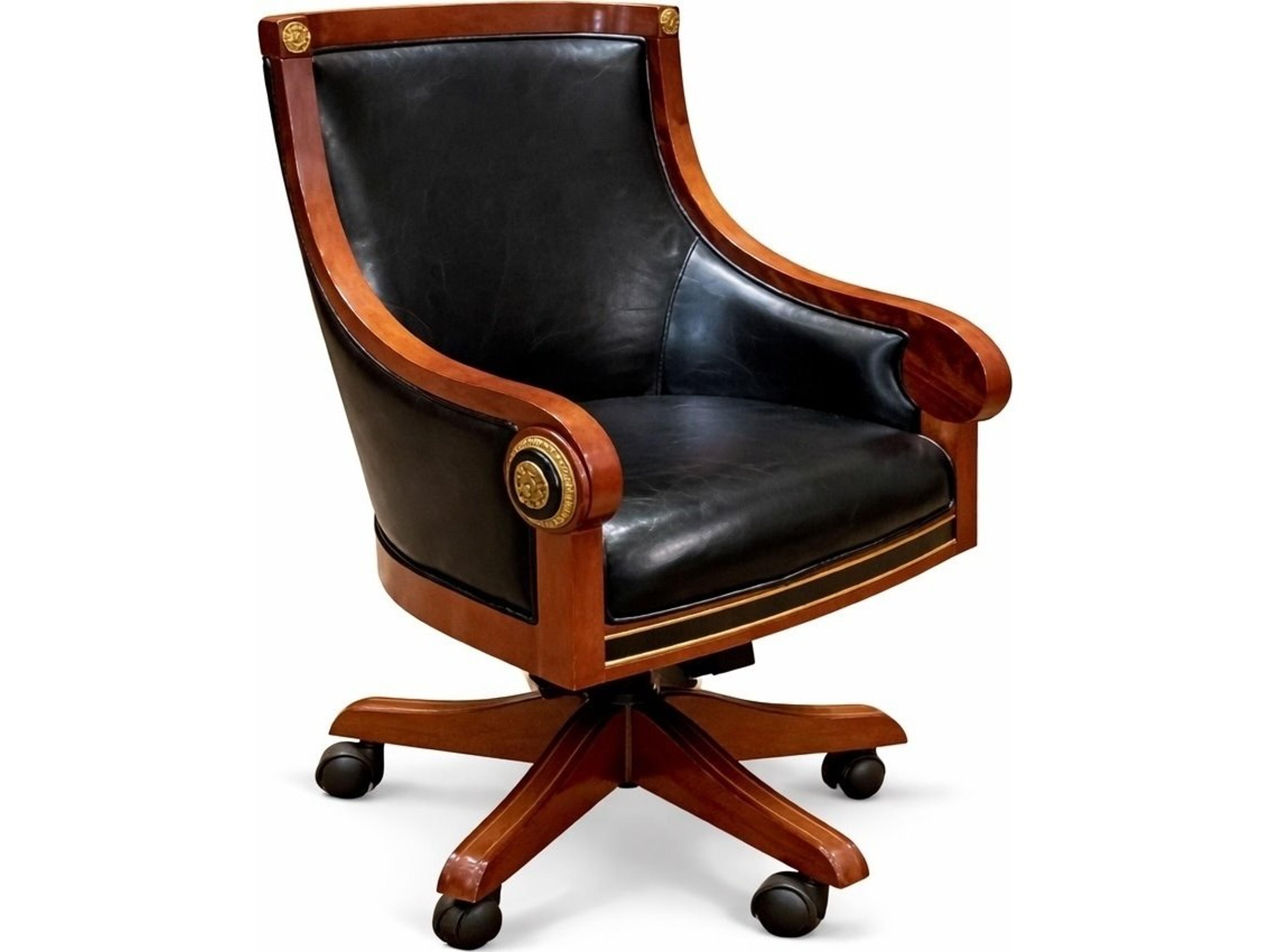 E-10 Black Faux Leather Swivel Executive Desk Chair