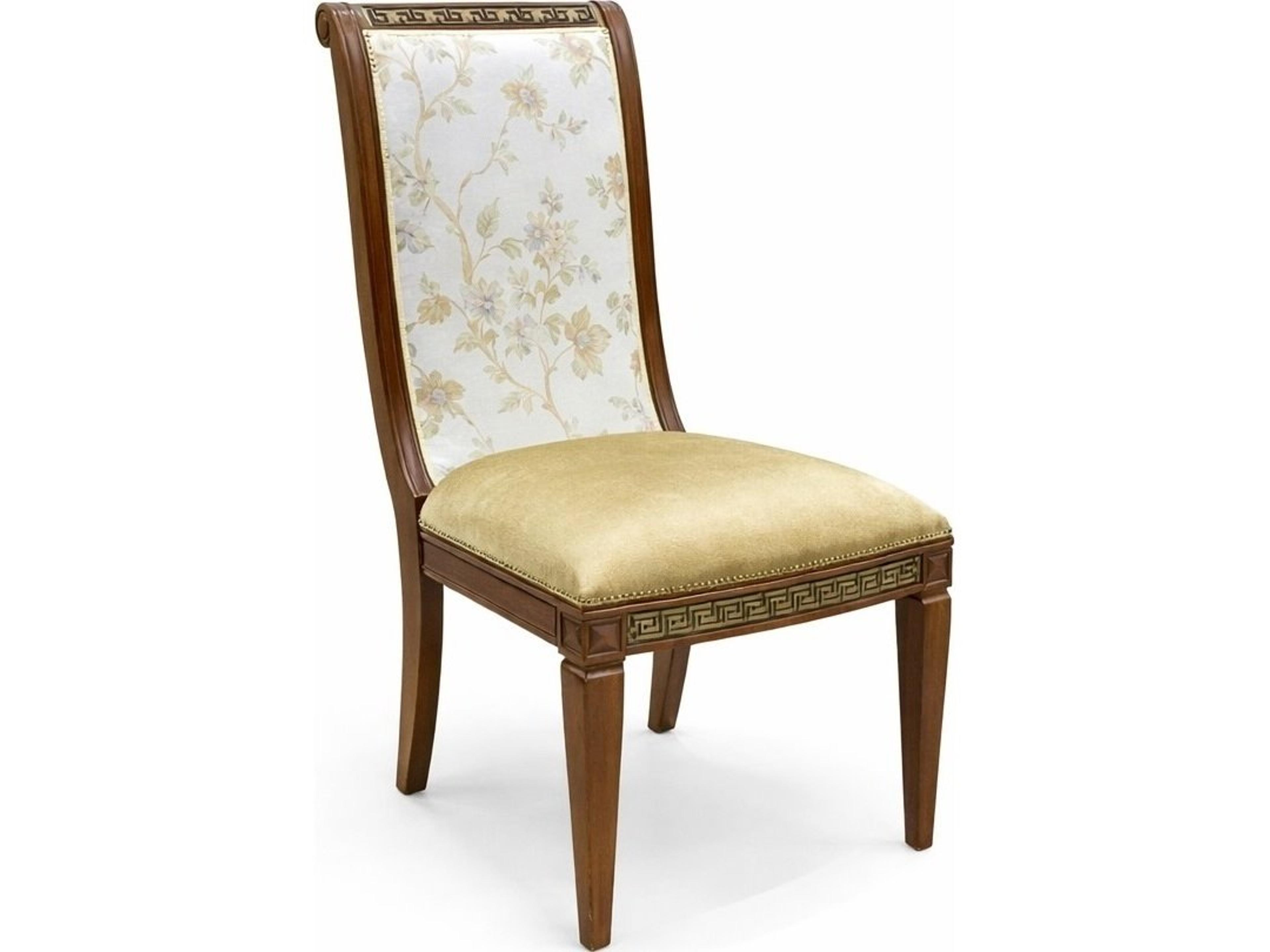 E-13 Walnut Wood Brown Upholstered Armless Dining Chair