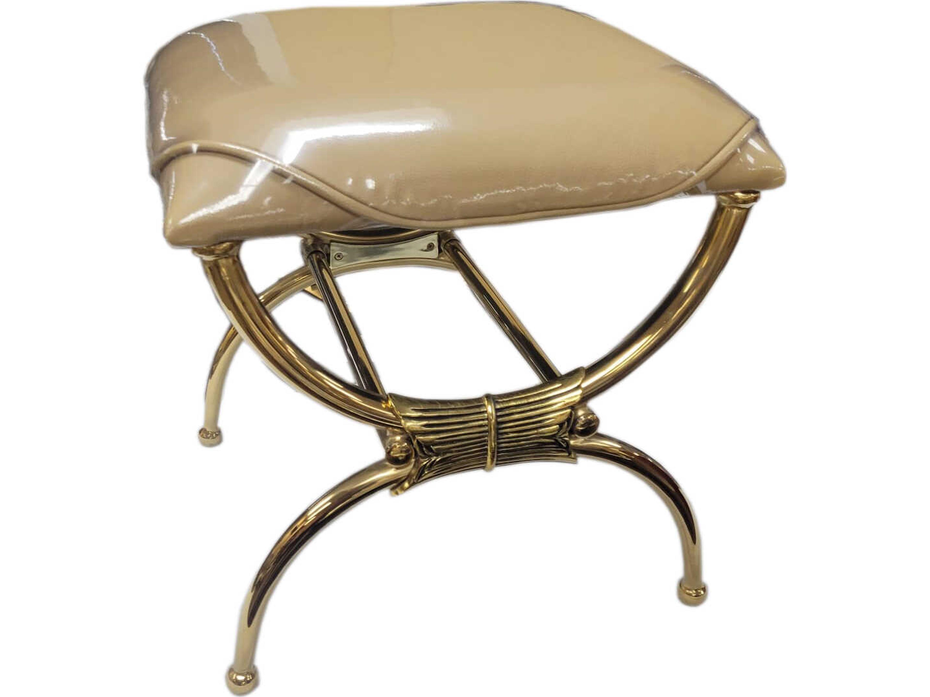 E-16 Gold Leather Accent Stool