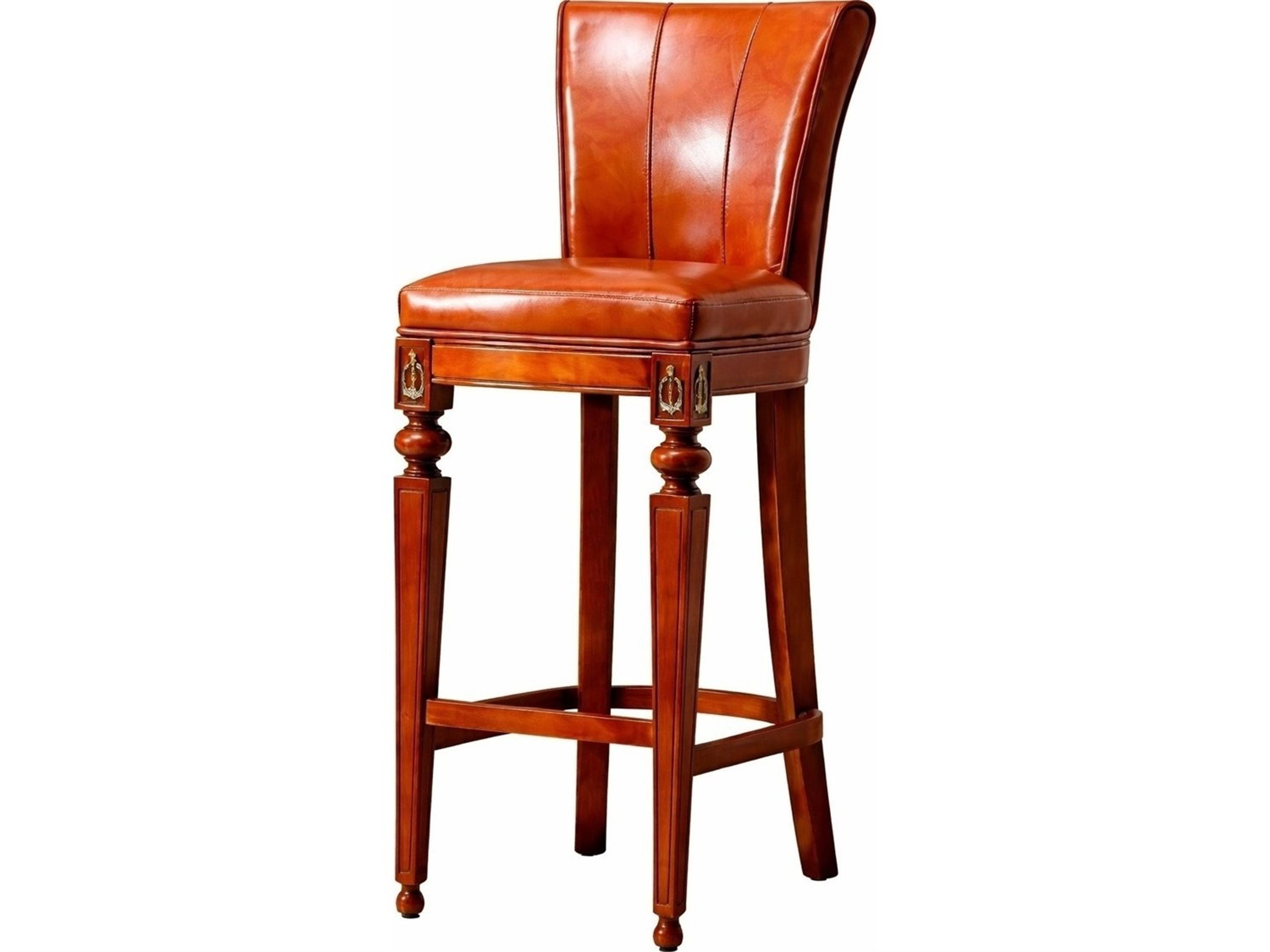 E-38 Leather Hardwood Bar Stool