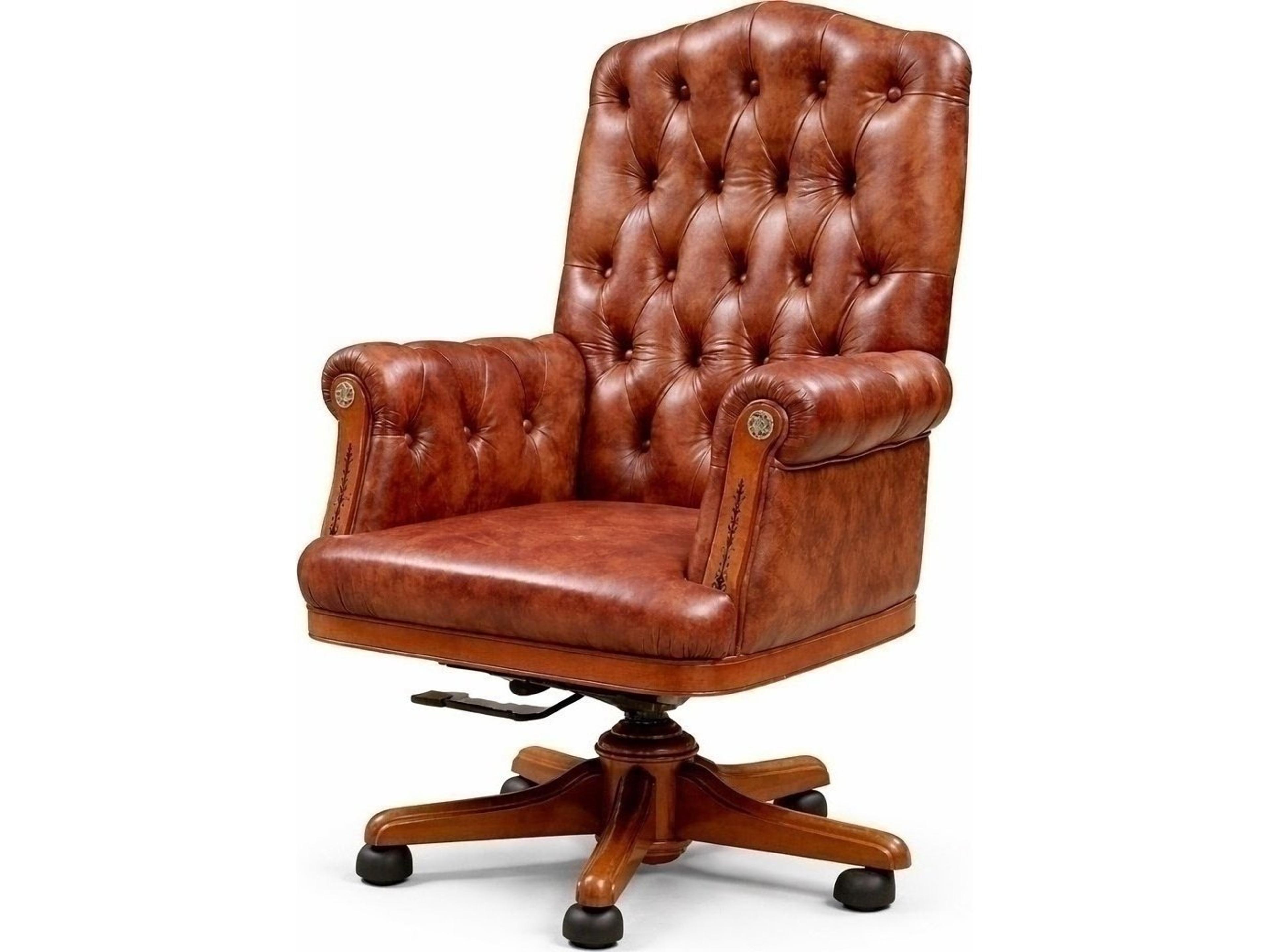 E-38 Brown Leather Swivel Executive Desk Chair