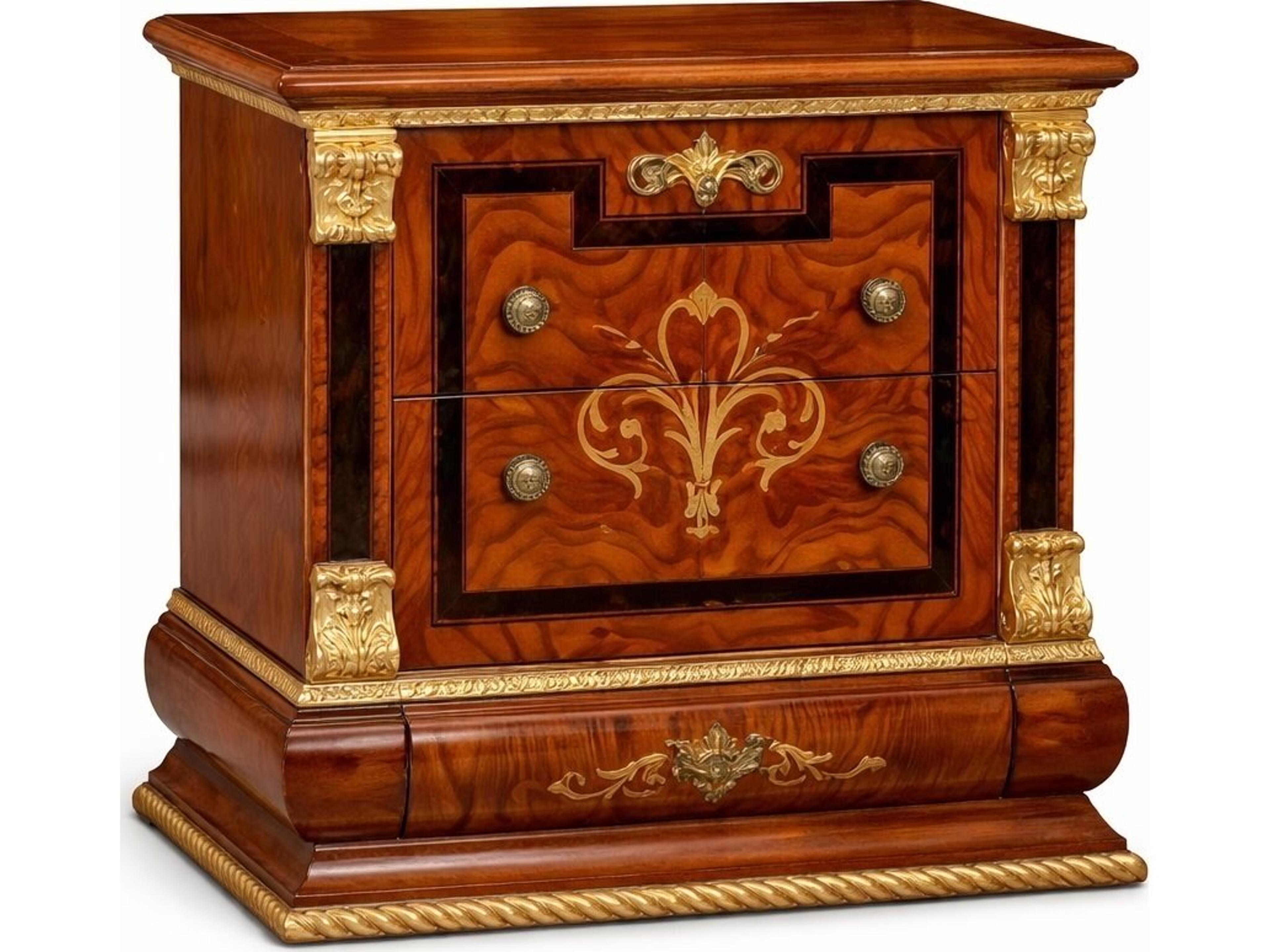 E-38 2-Drawers Brown Solid Wood Nightstand