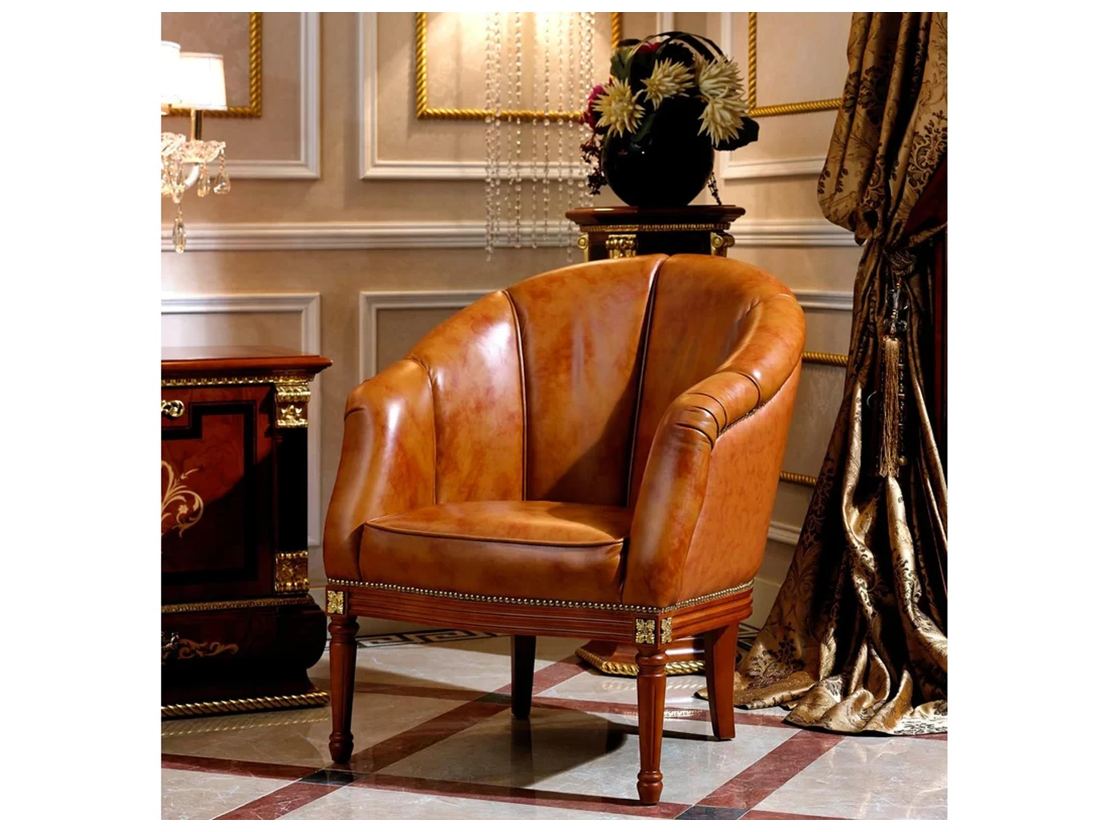 E-38 Brown Leather Accent Chair