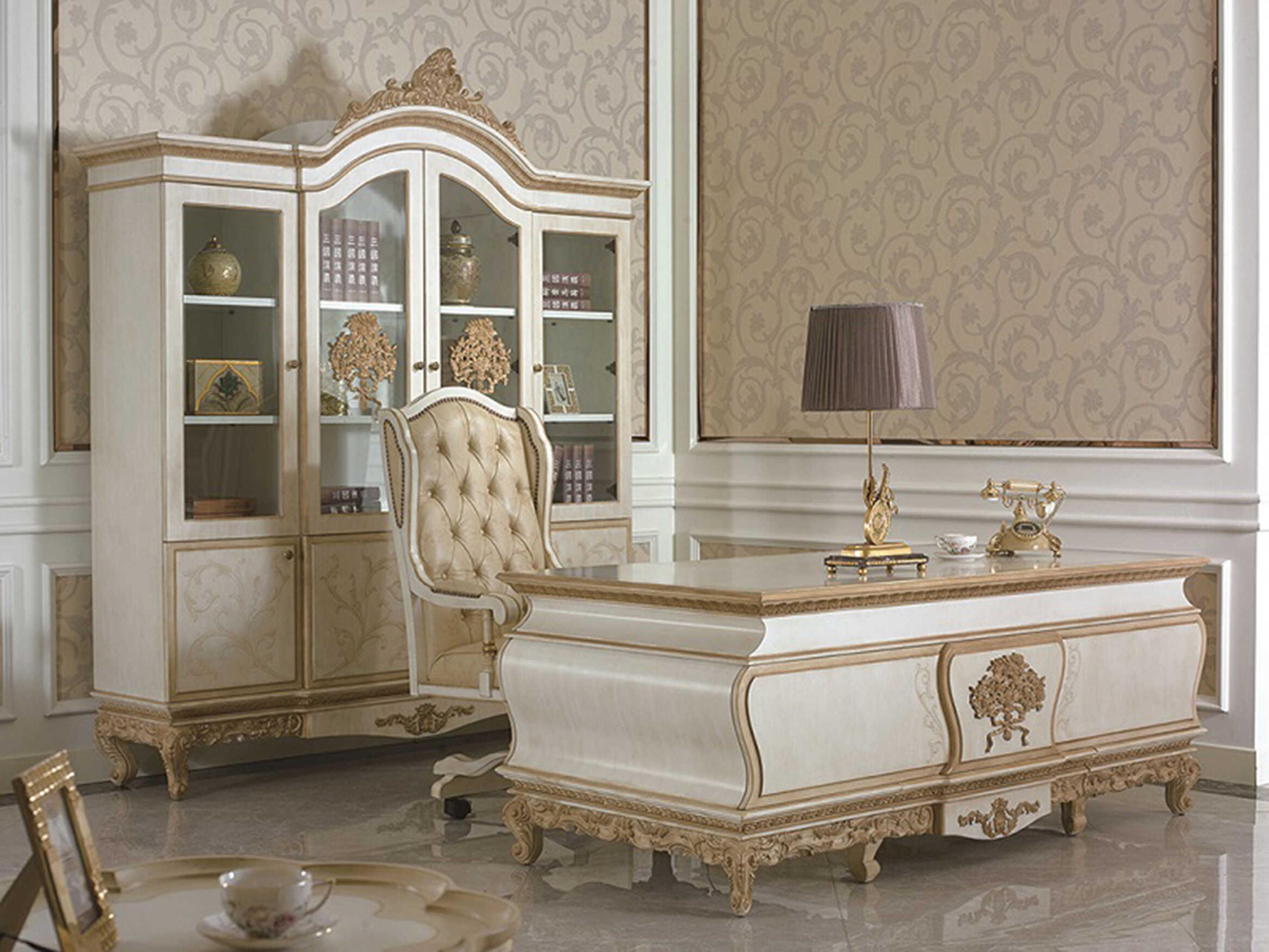 Infinity Furniture Import E-57 White Natural Wood Executive Desk