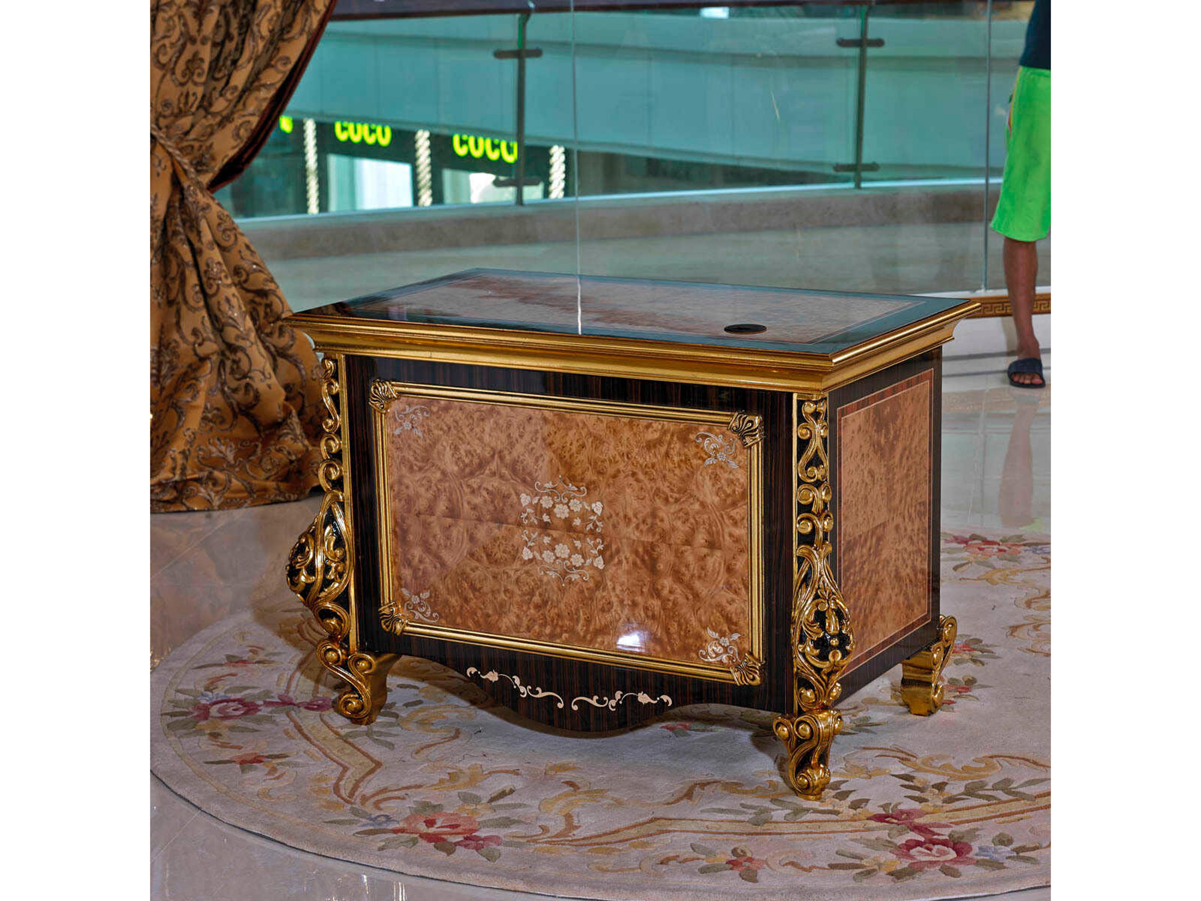 E-61 Black Walnut Wood Computer Desk