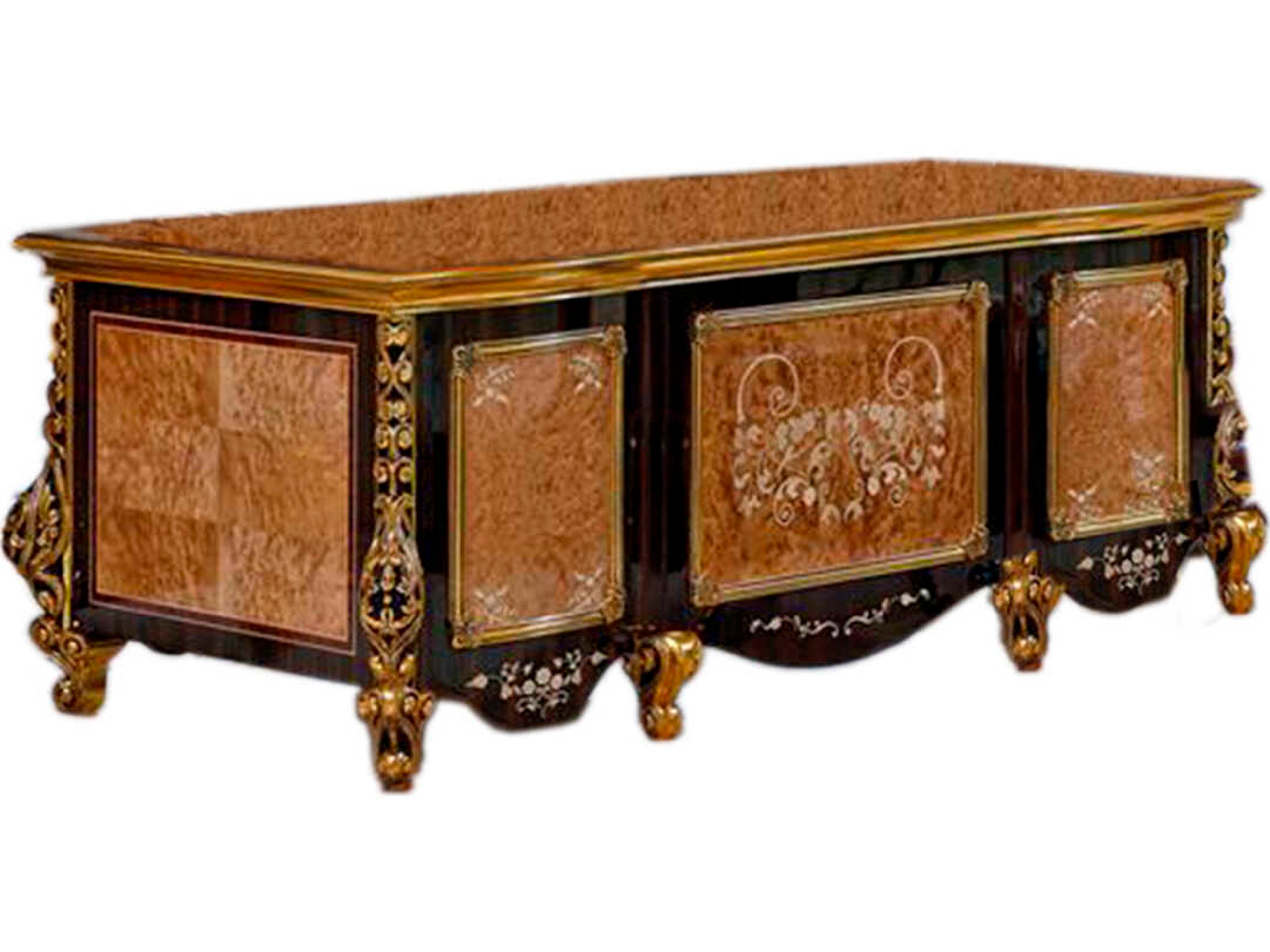 E-61 Black Natural Wood Executive Desk