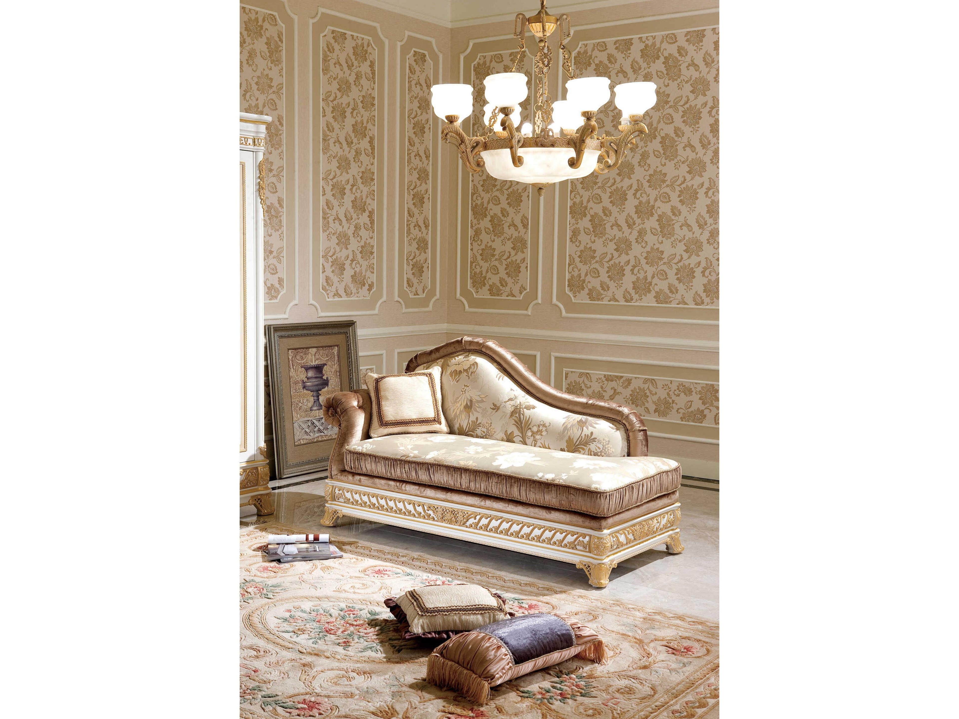 E-62 White Upholstered Chaise