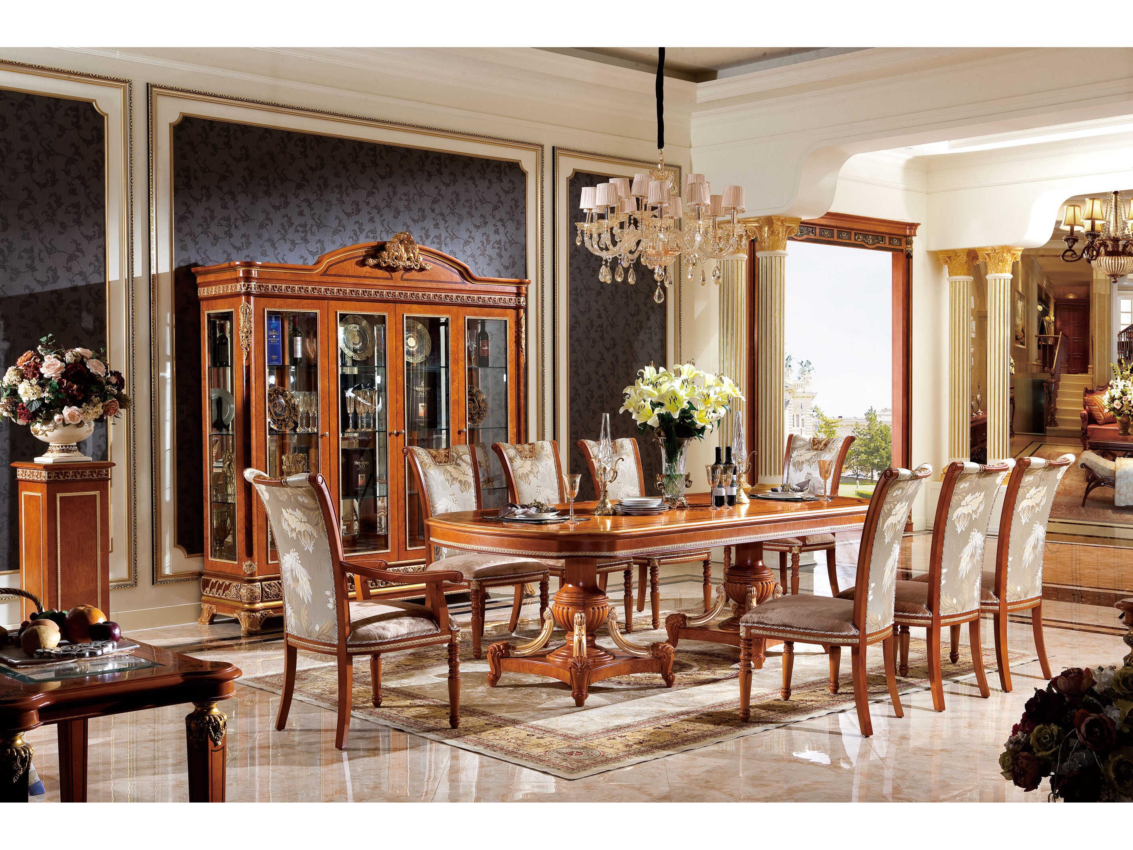 E-62 Walnut Wood Dining Room Set